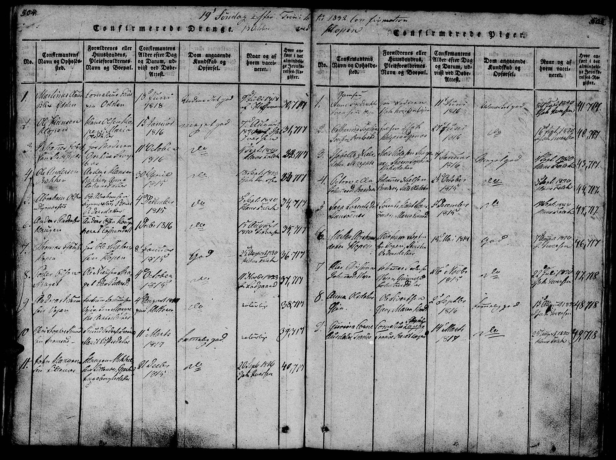 Ministerialprotokoller, klokkerbøker og fødselsregistre - Møre og Romsdal, AV/SAT-A-1454/581/L0933: Ministerialbok nr. 581A03 /1, 1819-1836, s. 504-505