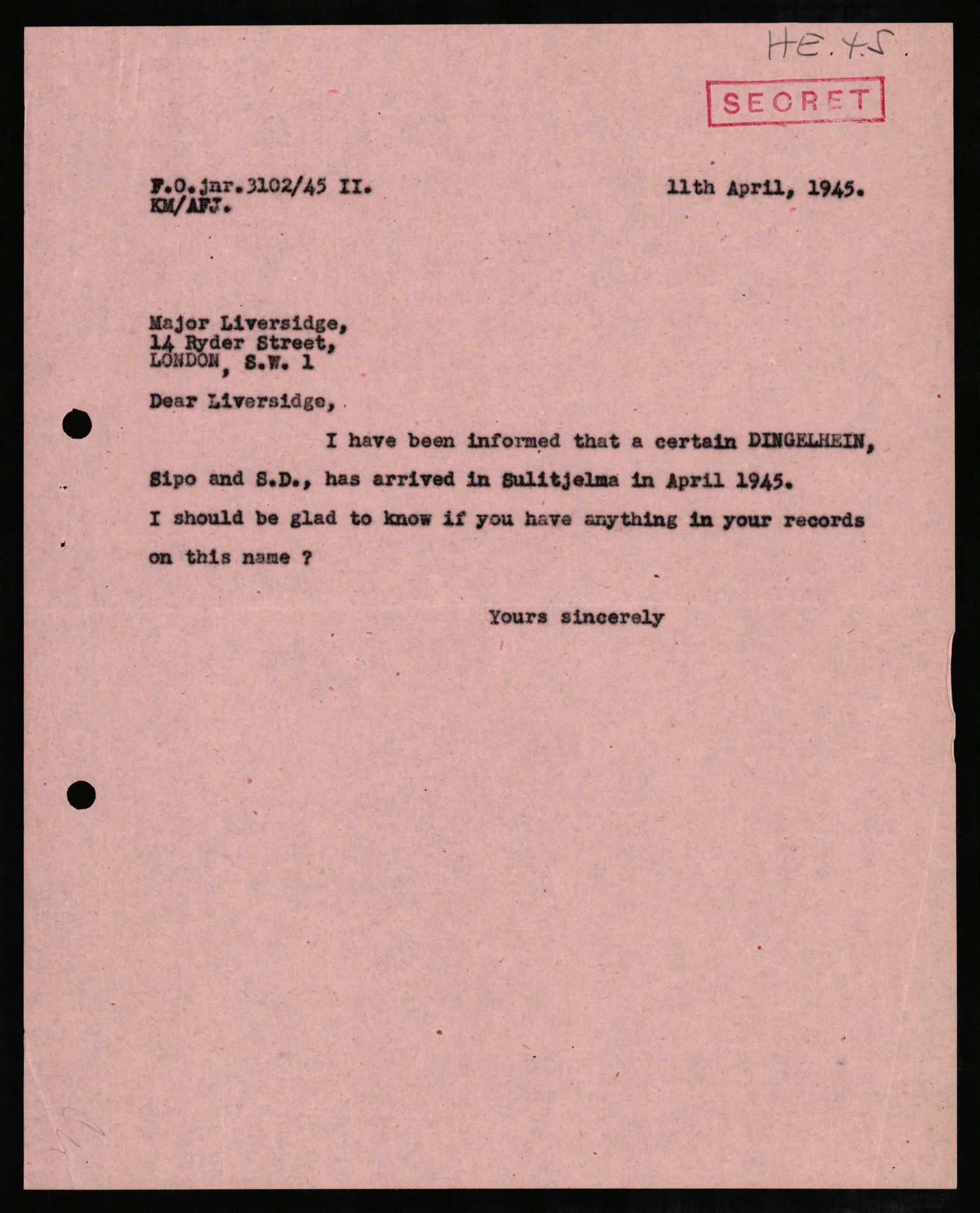 Forsvaret, Forsvarets overkommando II, AV/RA-RAFA-3915/D/Db/L0006: CI Questionaires. Tyske okkupasjonsstyrker i Norge. Tyskere., 1945-1946, s. 91