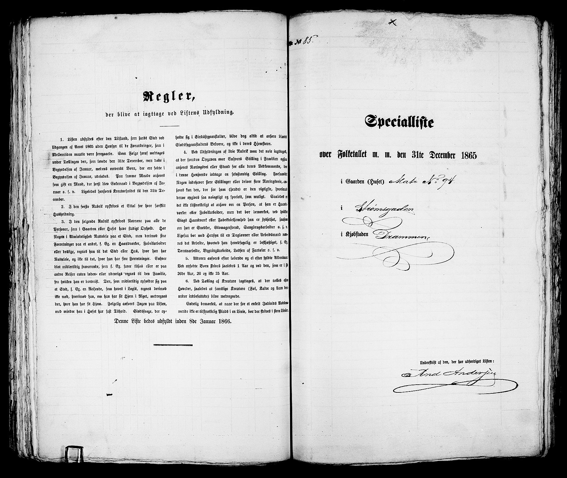 RA, Folketelling 1865 for 0602aB Bragernes prestegjeld i Drammen kjøpstad, 1865, s. 189