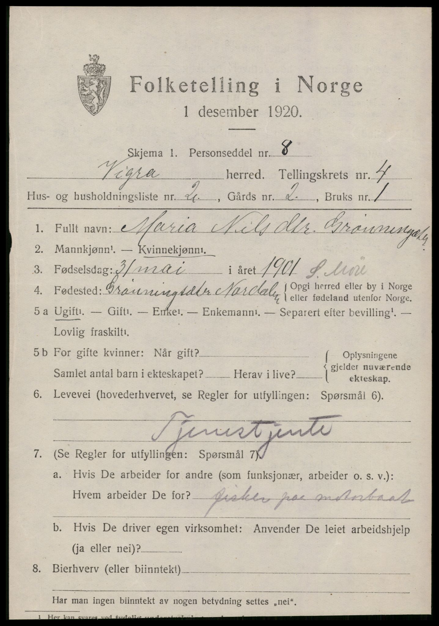 SAT, Folketelling 1920 for 1533 Vigra herred, 1920, s. 1762