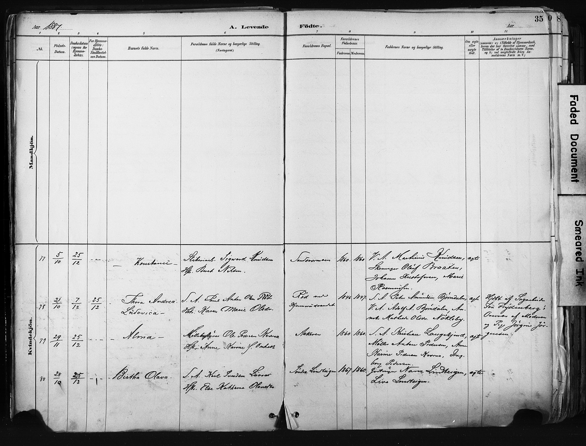 Kongsberg kirkebøker, AV/SAKO-A-22/F/Fb/L0002: Ministerialbok nr. II 2, 1886-1896, s. 35