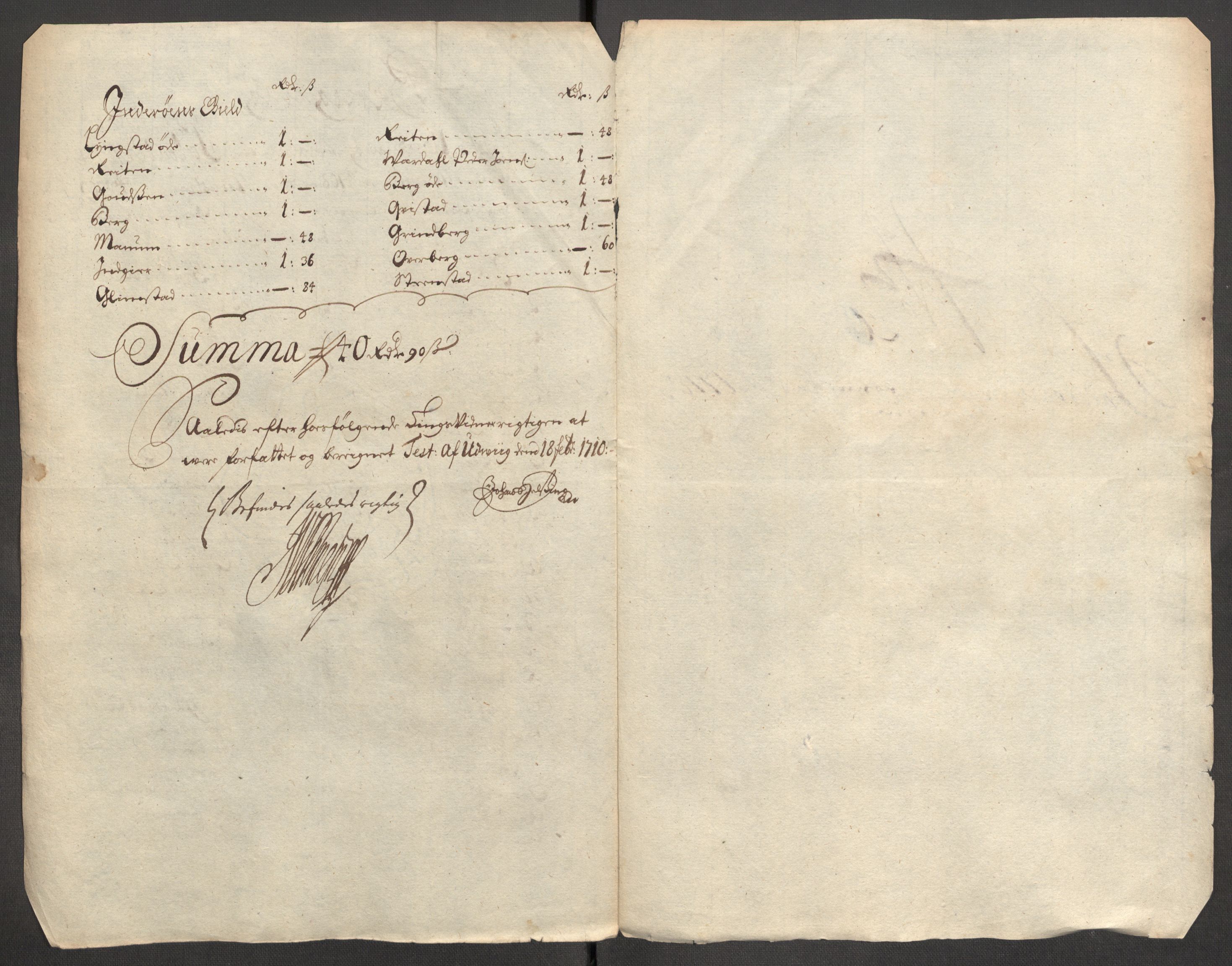 Rentekammeret inntil 1814, Reviderte regnskaper, Fogderegnskap, RA/EA-4092/R63/L4318: Fogderegnskap Inderøy, 1710, s. 248