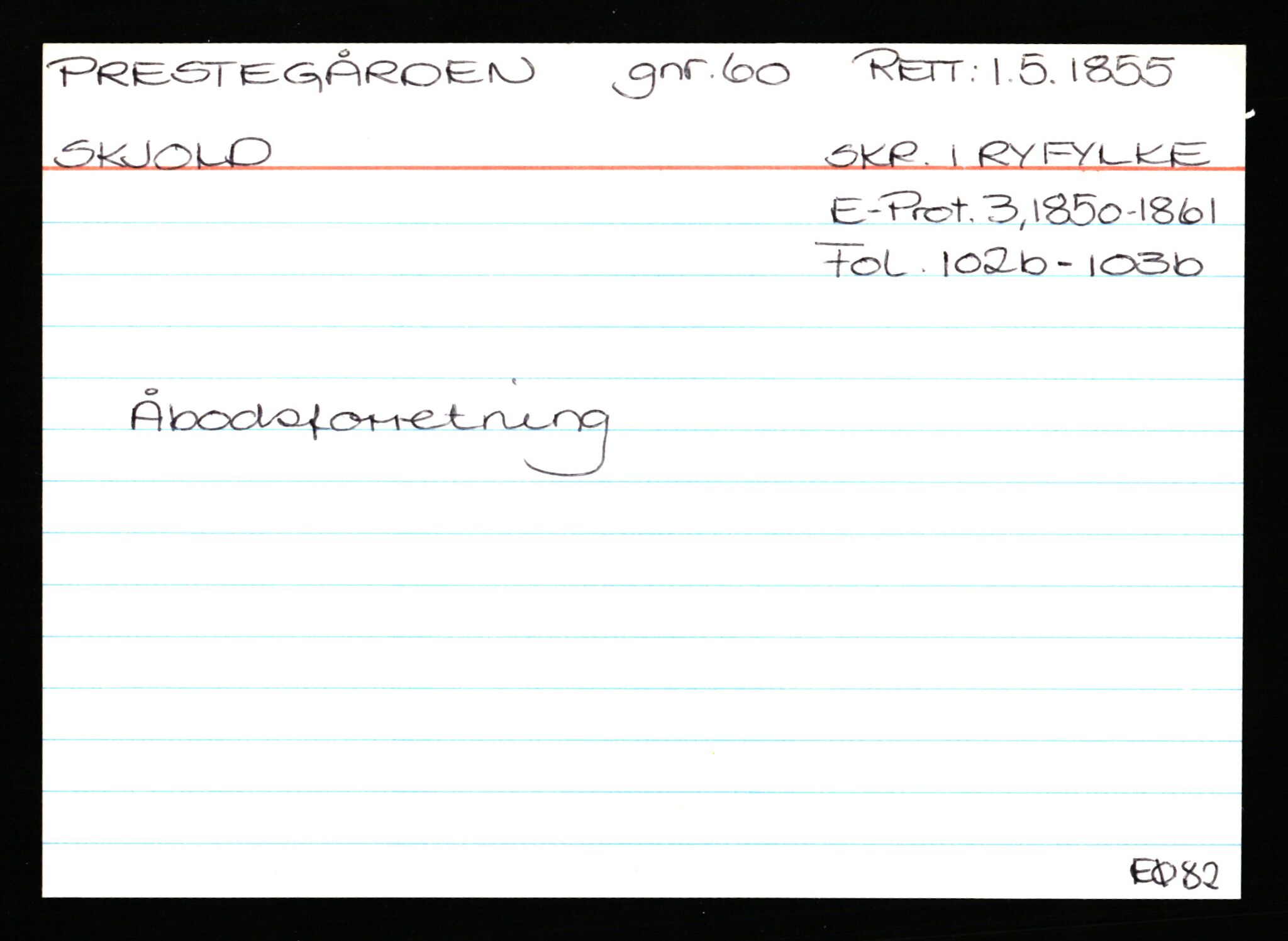 Statsarkivet i Stavanger, AV/SAST-A-101971/03/Y/Ym/L0045: Åstedskort sortert etter gårdsnavn: Prestegården - Rapstad, 1600-1950, s. 129