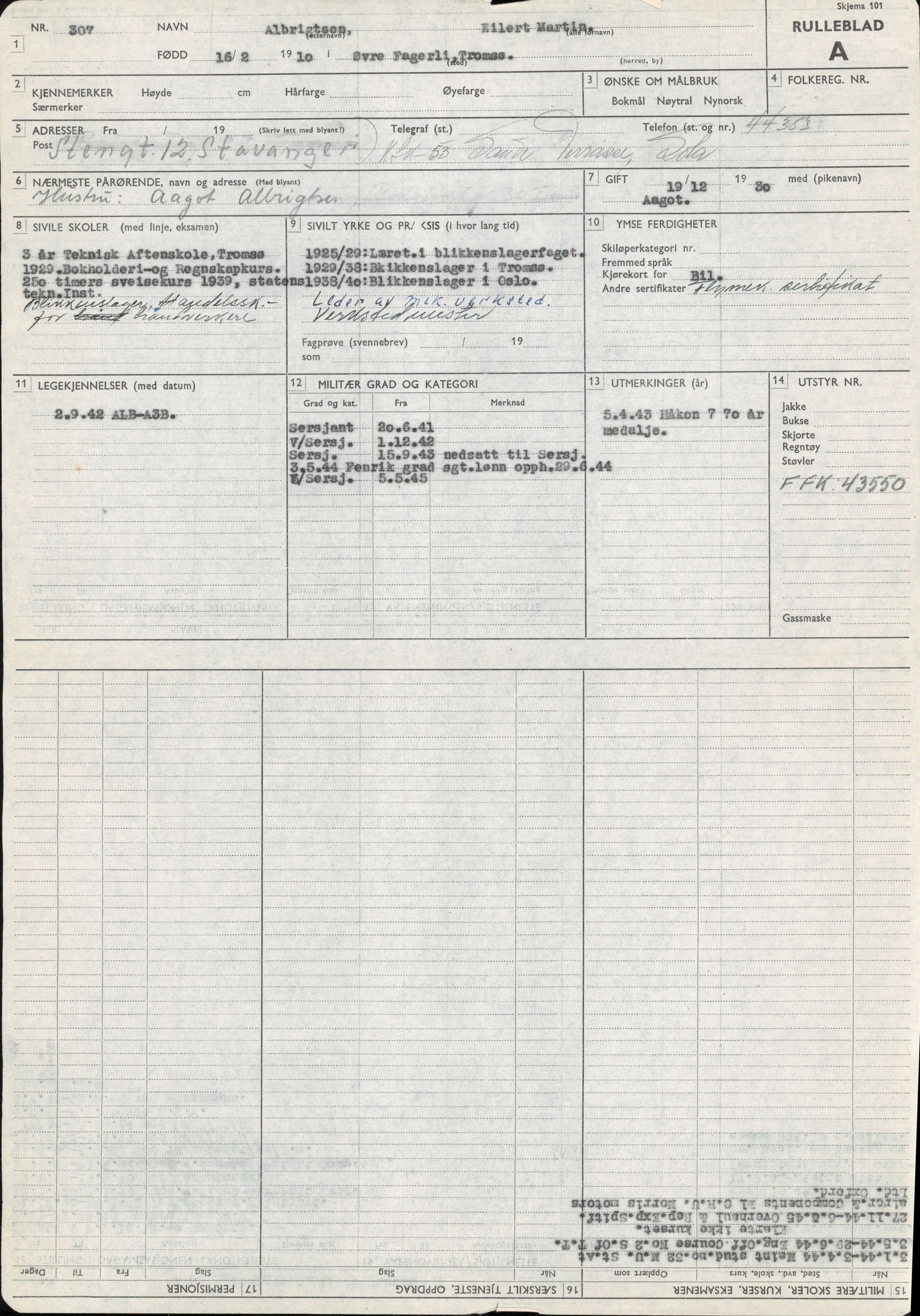 Forsvaret, Forsvarets overkommando/Luftforsvarsstaben, AV/RA-RAFA-4079/P/Pa/L0024: Personellpapirer, 1910, s. 3