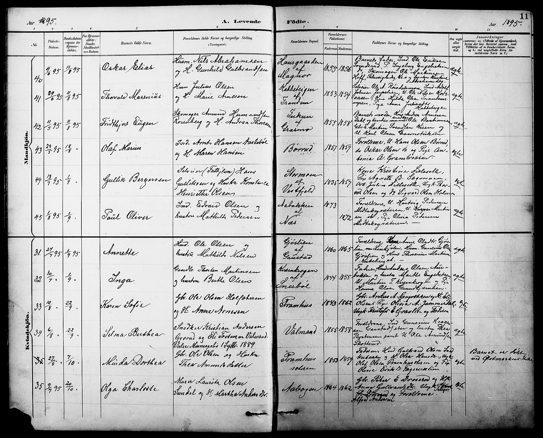 Eidskog prestekontor, AV/SAH-PREST-026/H/Ha/Hab/L0001: Klokkerbok nr. 1, 1895-1917, s. 11