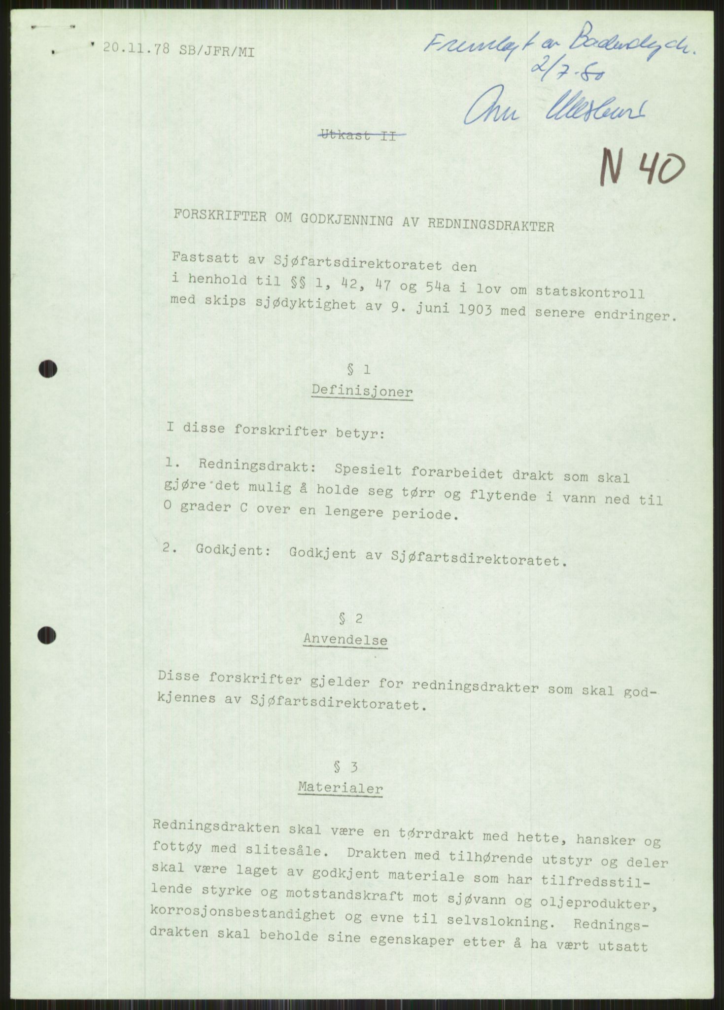 Justisdepartementet, Granskningskommisjonen ved Alexander Kielland-ulykken 27.3.1980, RA/S-1165/D/L0015: L Health and Safety Executive (Doku.liste + L1 av 1)/M Lloyds Register (Doku.liste + M1-M5 av 10)/ N Redningsutstyr (Doku.liste + N1-N43 av 43) , 1980-1981, s. 795