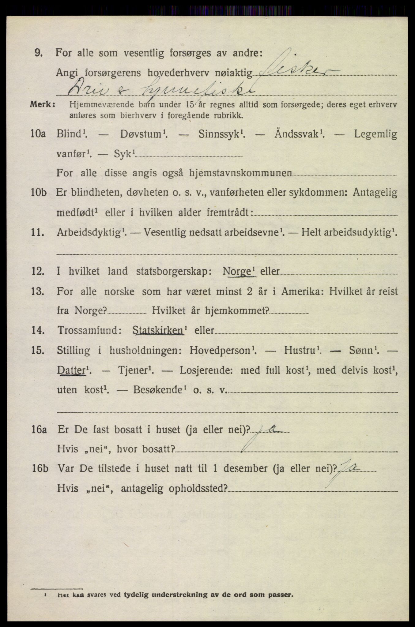 SAK, Folketelling 1920 for 1012 Oddernes herred, 1920, s. 3334