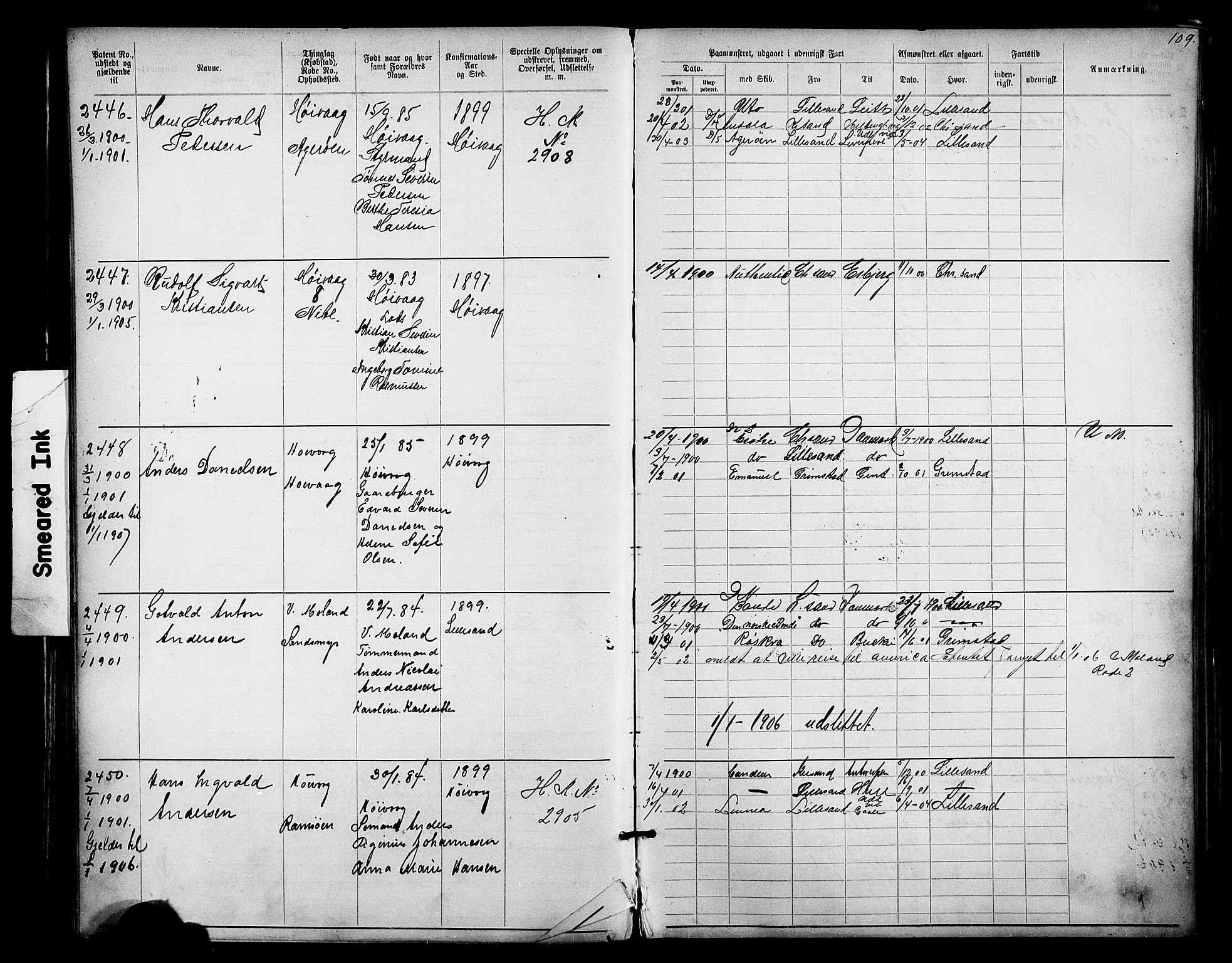 Lillesand mønstringskrets, AV/SAK-2031-0014/F/Fa/L0003: Annotasjonsrulle nr 1911-3489 med register, W-9, 1891-1932, s. 137