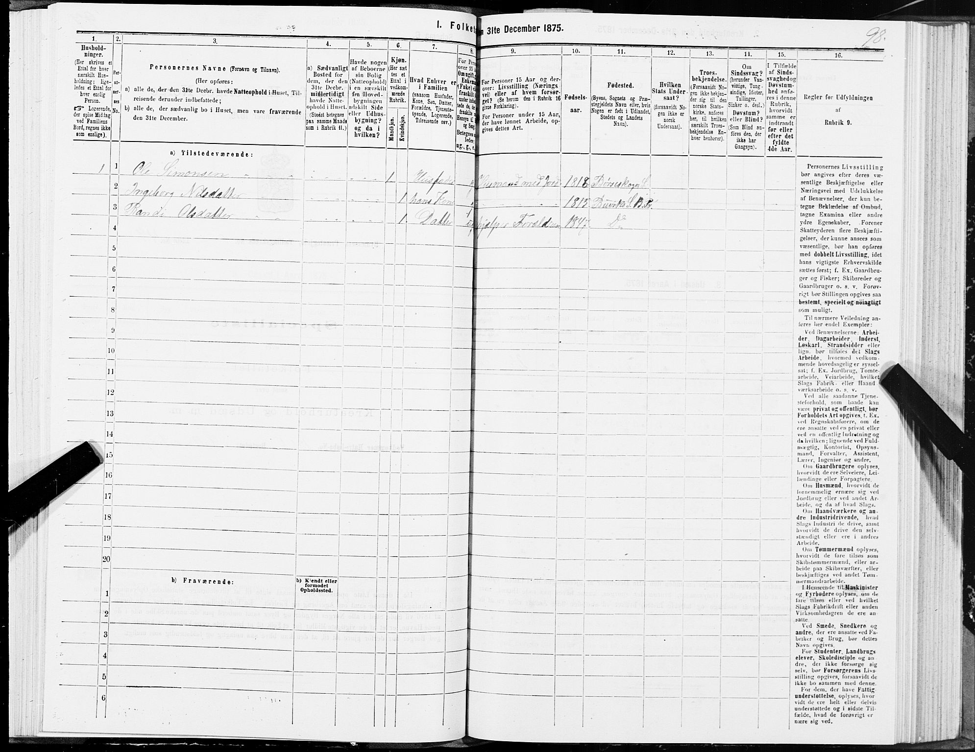 SAT, Folketelling 1875 for 1655P Byneset prestegjeld, 1875, s. 3098