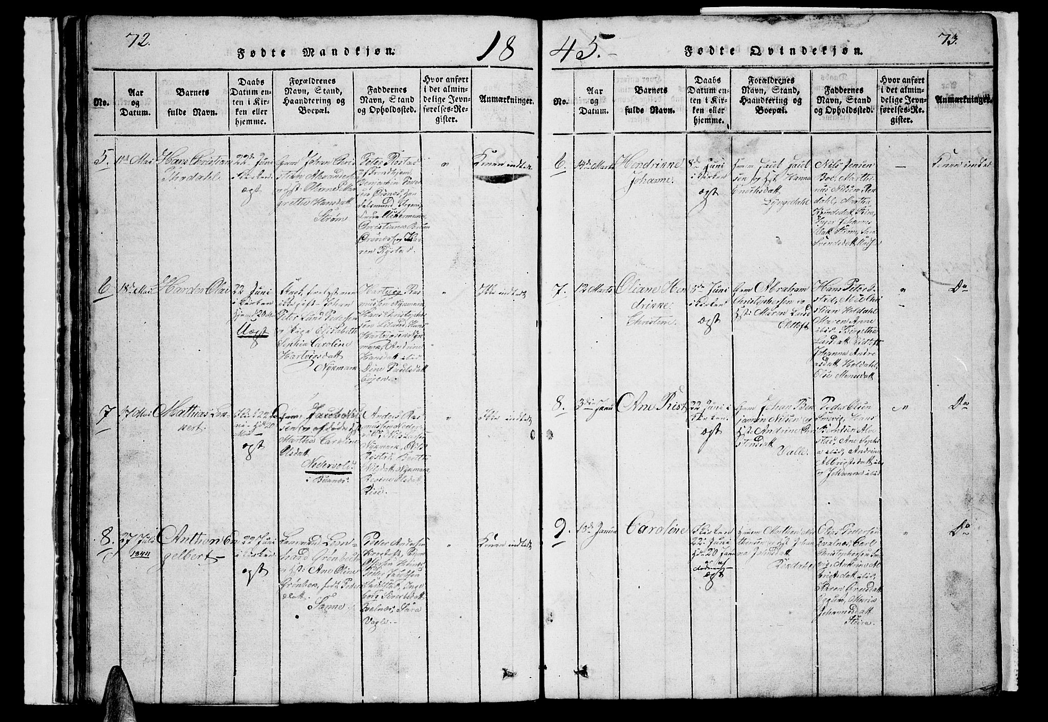 Ministerialprotokoller, klokkerbøker og fødselsregistre - Nordland, AV/SAT-A-1459/880/L1139: Klokkerbok nr. 880C01, 1836-1857, s. 72-73