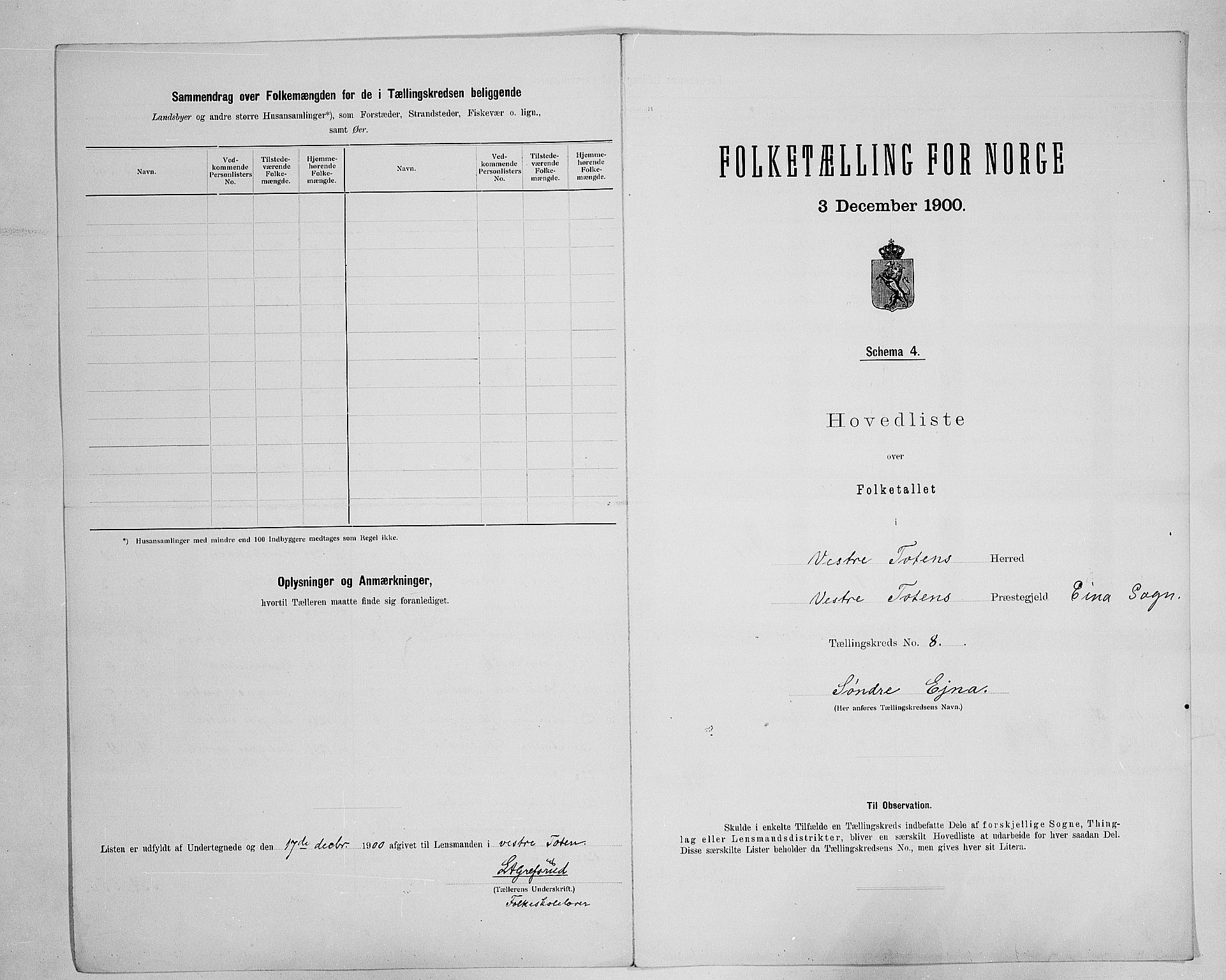 SAH, Folketelling 1900 for 0529 Vestre Toten herred, 1900, s. 45