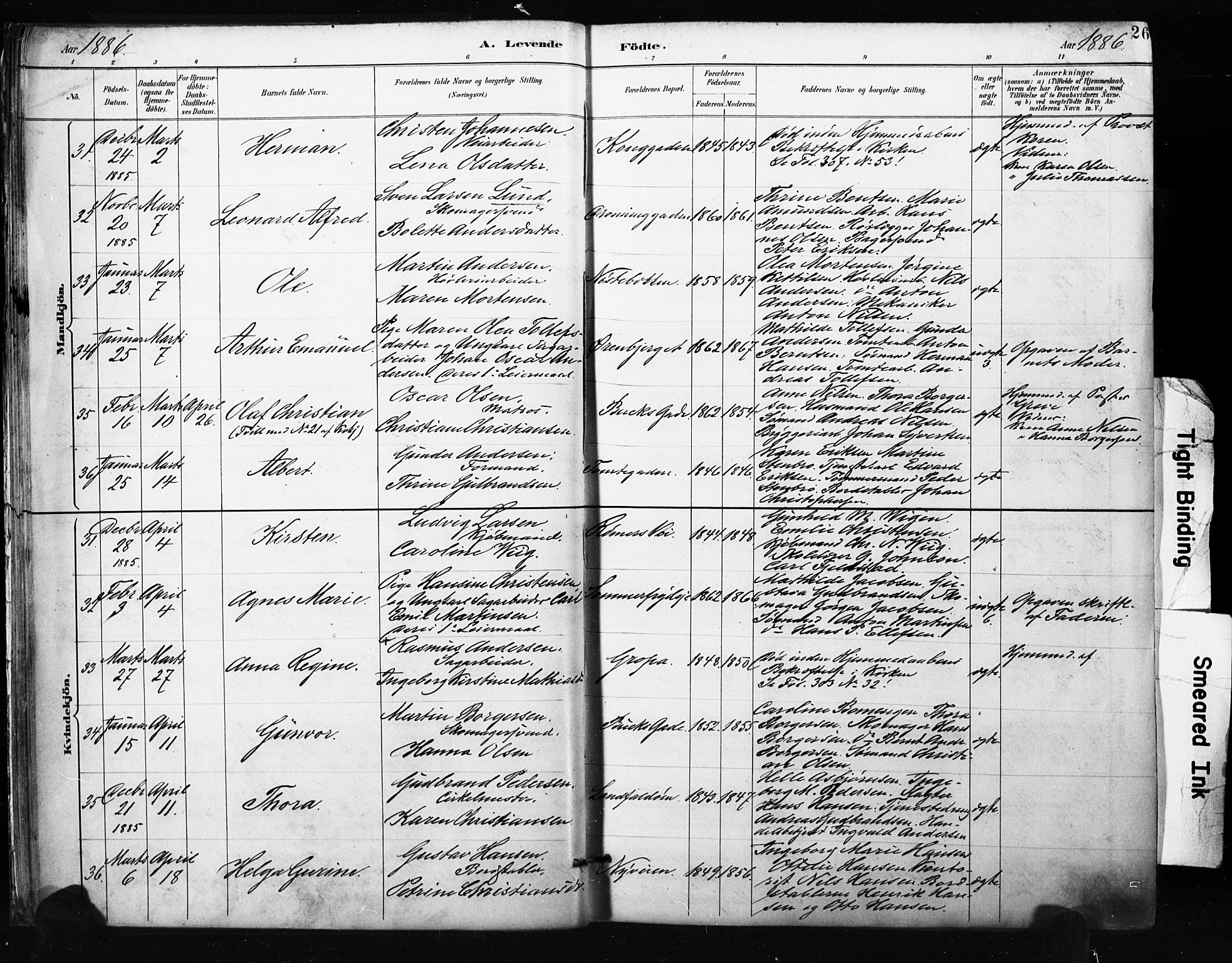 Bragernes kirkebøker, AV/SAKO-A-6/F/Fb/L0007: Ministerialbok nr. II 7, 1885-1893, s. 26