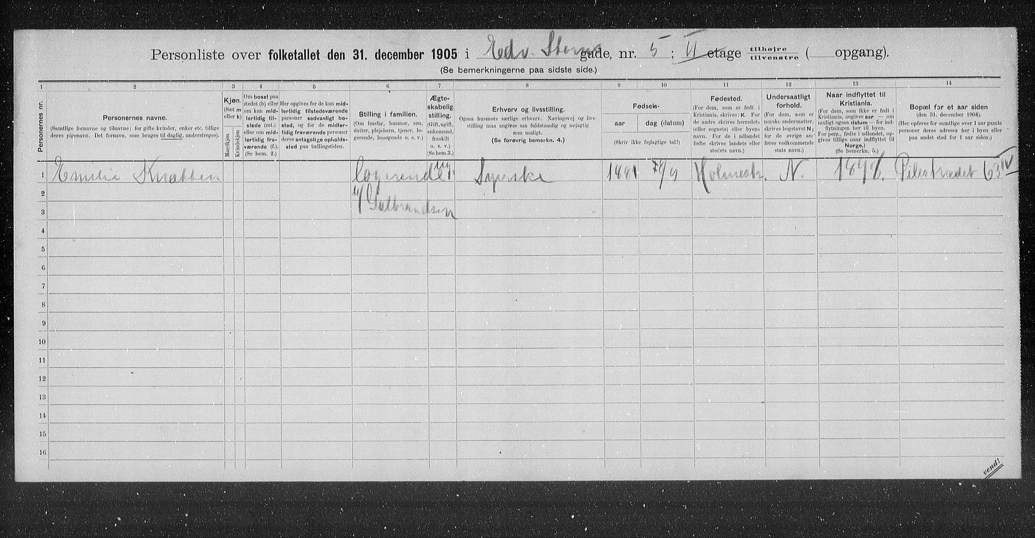 OBA, Kommunal folketelling 31.12.1905 for Kristiania kjøpstad, 1905, s. 9784