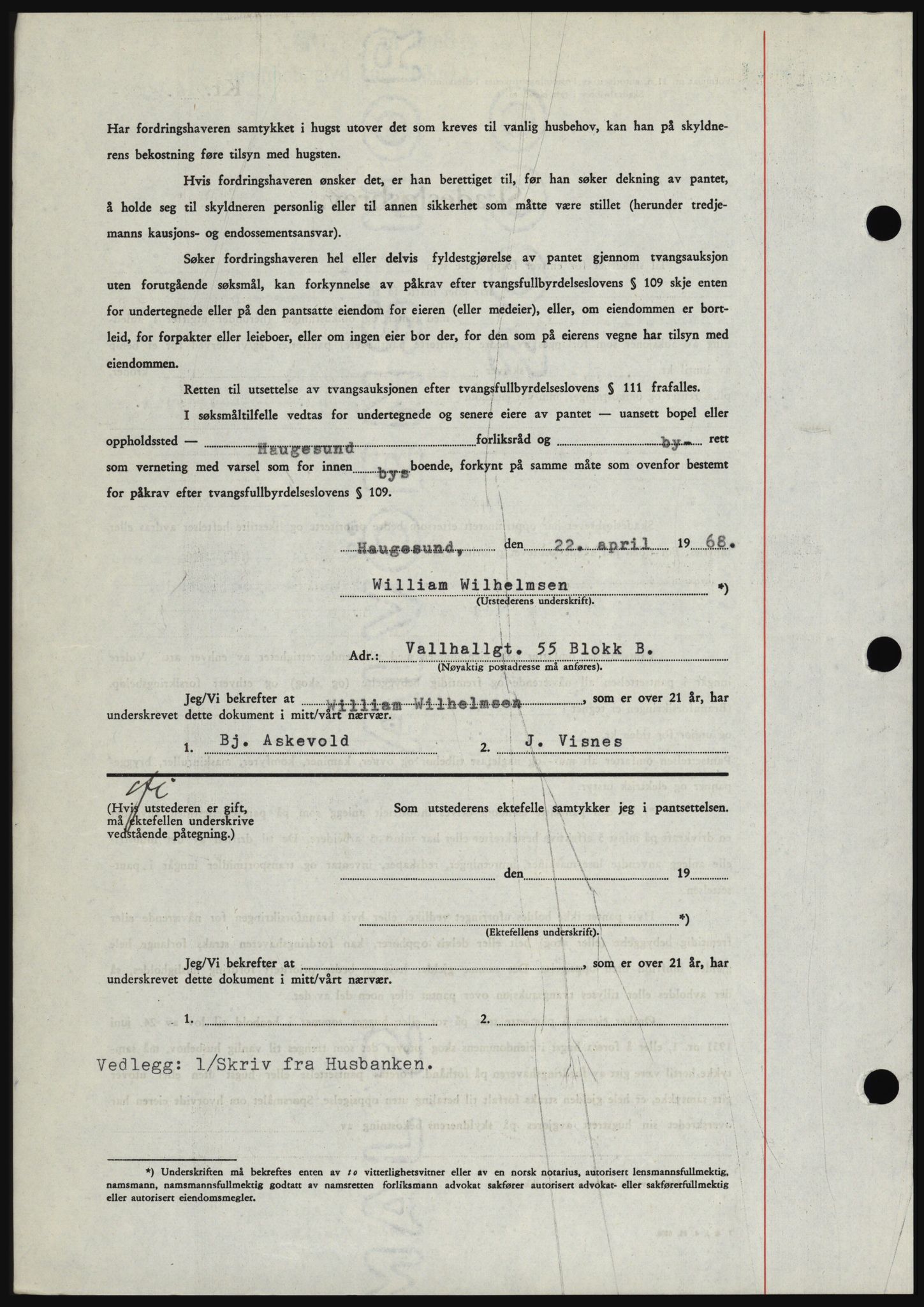 Haugesund tingrett, AV/SAST-A-101415/01/II/IIC/L0058: Pantebok nr. B 58, 1967-1968, Dagboknr: 985/1968