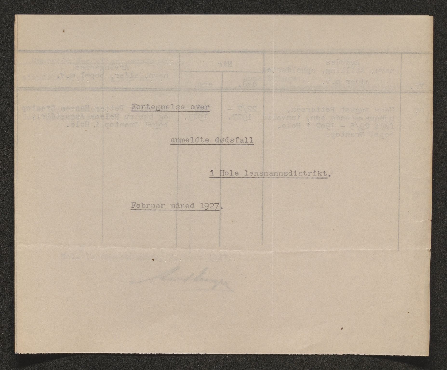 Ringerike sorenskriveri, AV/SAKO-A-105/H/Ha/Hab/L0021: Dødsfallslister Hole, 1926-1932