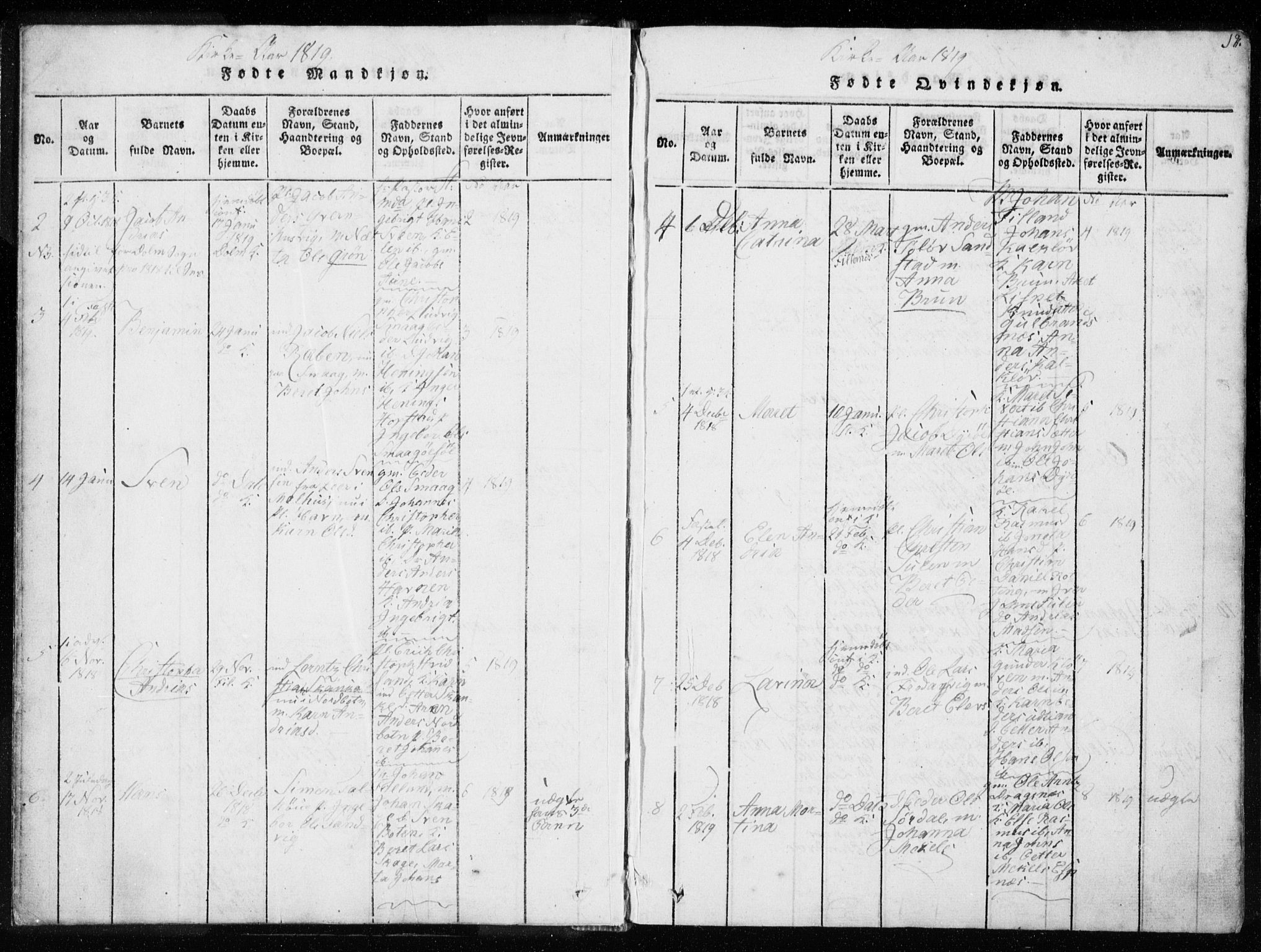 Ministerialprotokoller, klokkerbøker og fødselsregistre - Sør-Trøndelag, SAT/A-1456/634/L0527: Ministerialbok nr. 634A03, 1818-1826, s. 12