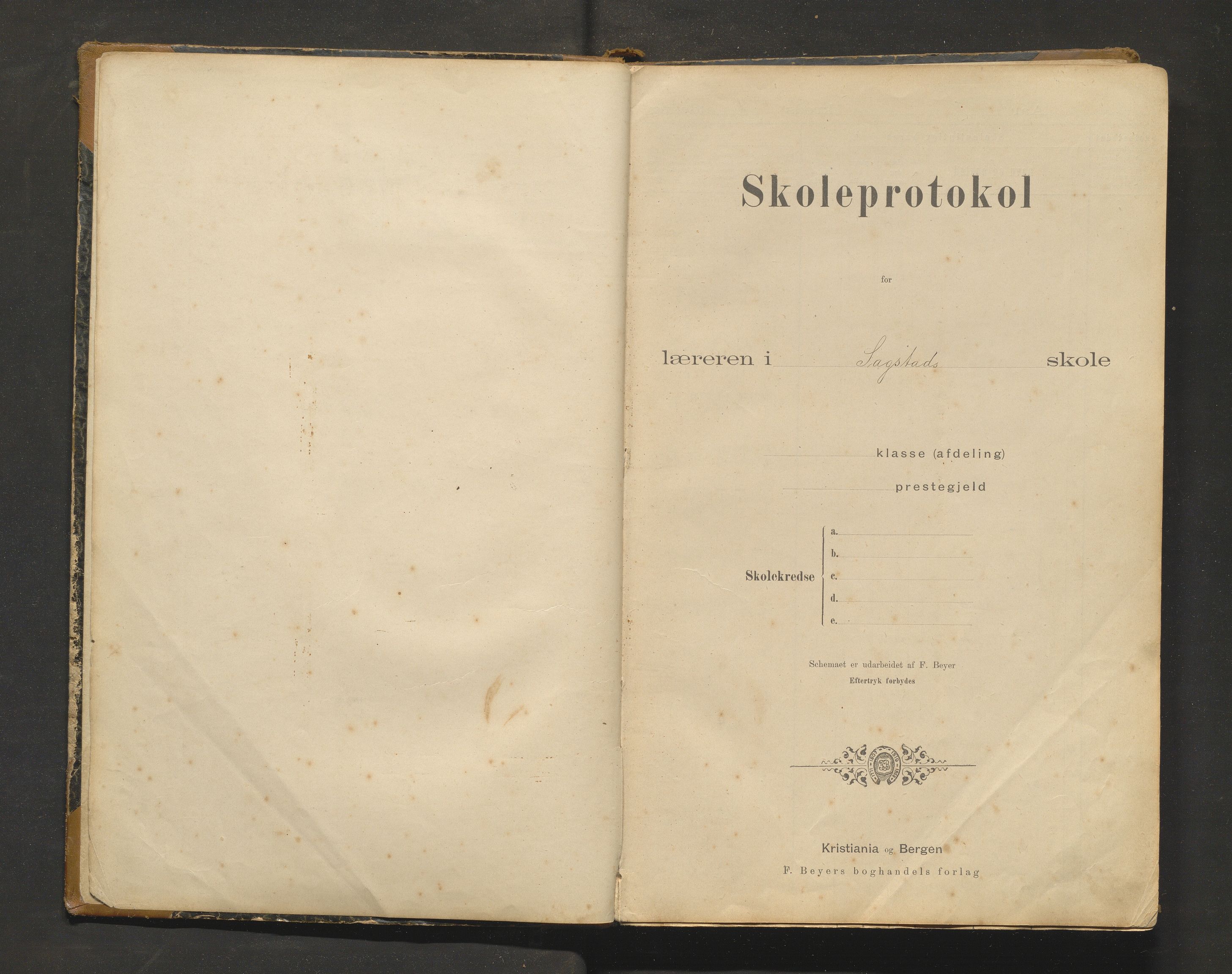 Meland kommune. Barneskulane, IKAH/1256-231/F/Fa/L0024: Skuleprotokoll for Sagstad krins, 1898-1924
