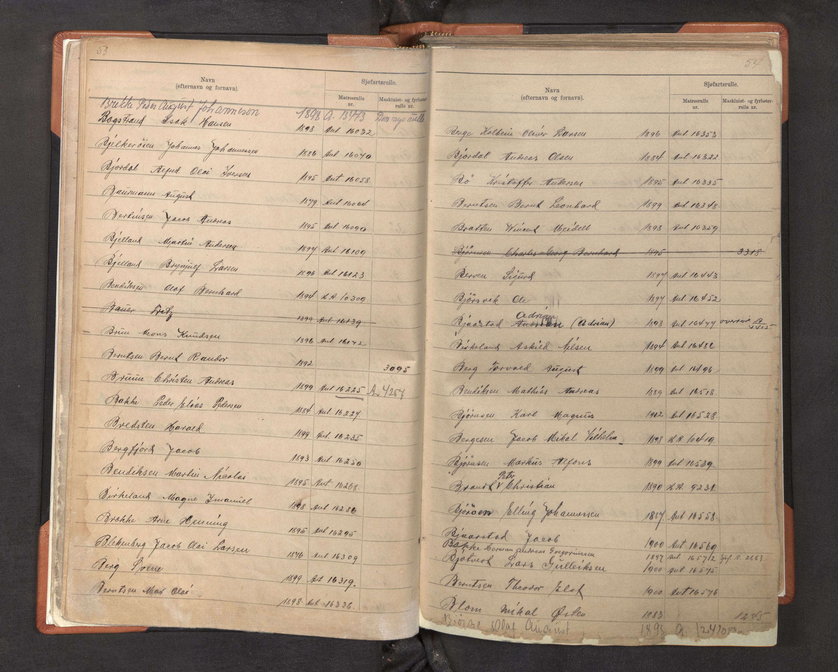Innrulleringssjefen i Bergen, AV/SAB-A-100050/F/Fa/L0003: Register til sjøfarts-annotasjonsrulle for Bergen krets, 1897-1919