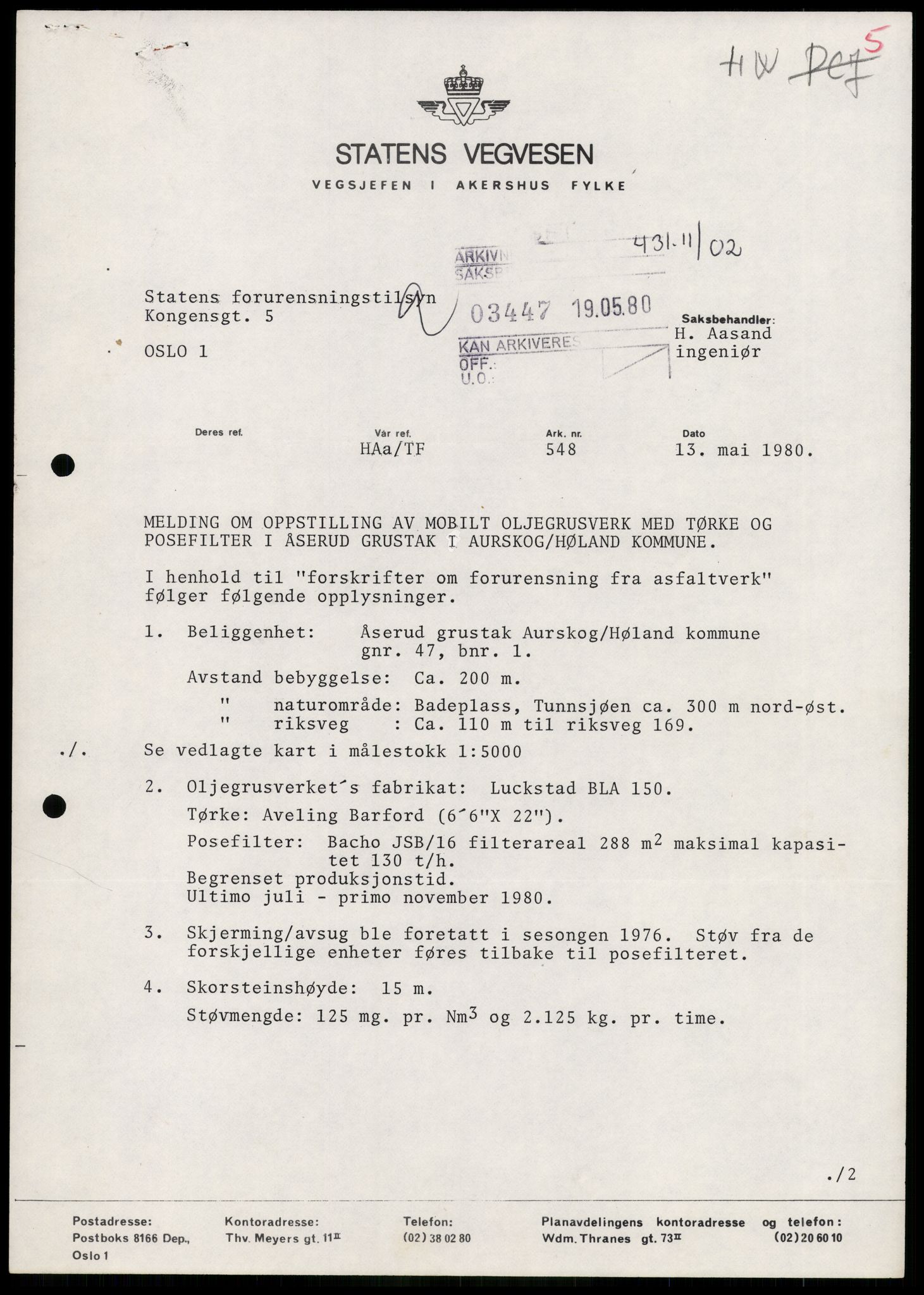 Statens forurensningstilsyn, hovedkontoret, AV/RA-S-4136/1/D/Da/L0493: Konsesjonssaker, 1985-1993, s. 133