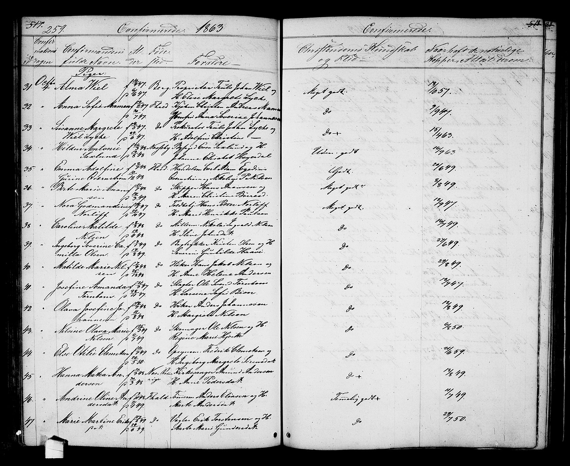 Halden prestekontor Kirkebøker, AV/SAO-A-10909/G/Ga/L0005a: Klokkerbok nr. 5A, 1855-1864, s. 259