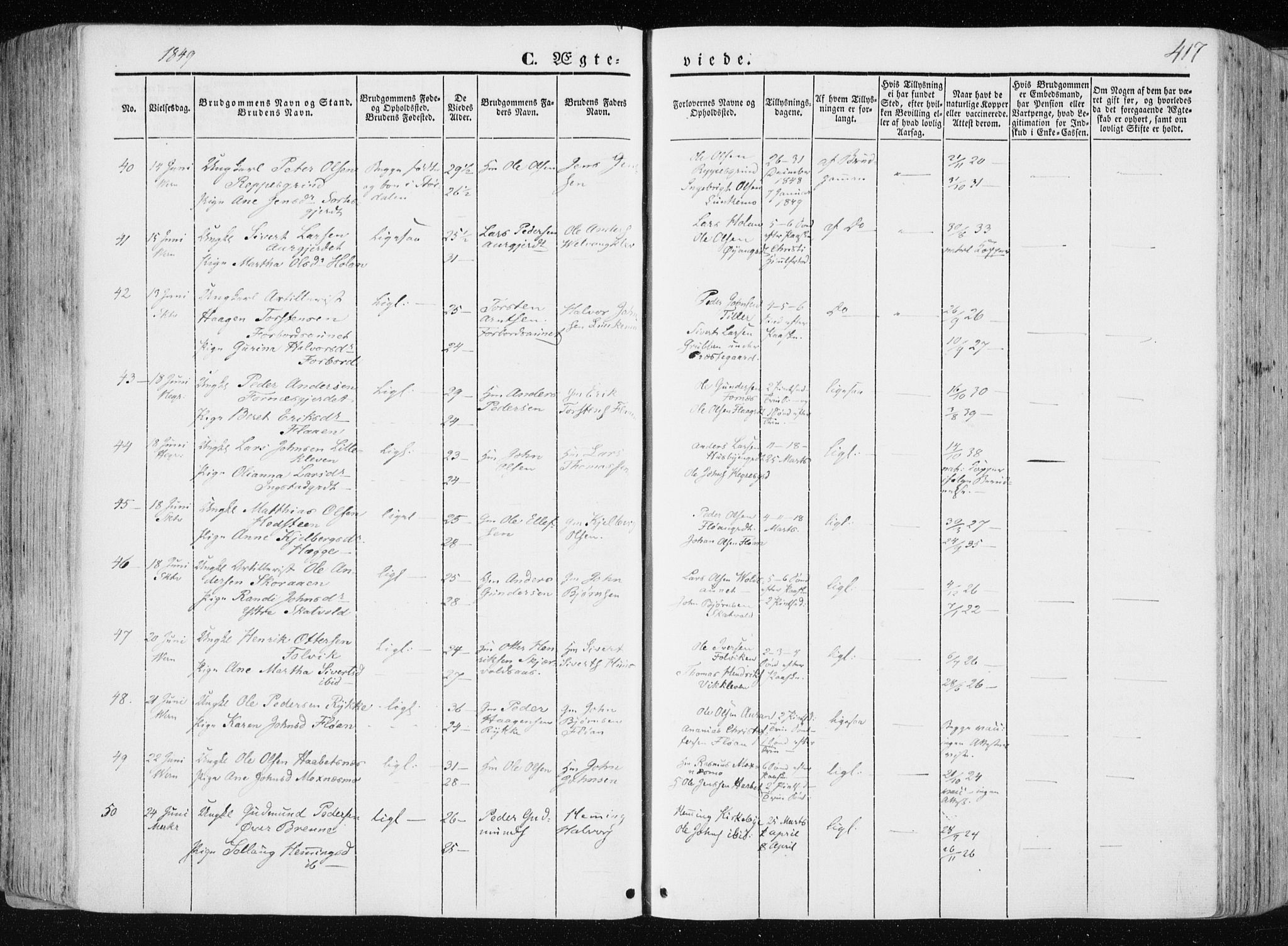 Ministerialprotokoller, klokkerbøker og fødselsregistre - Nord-Trøndelag, SAT/A-1458/709/L0074: Ministerialbok nr. 709A14, 1845-1858, s. 417