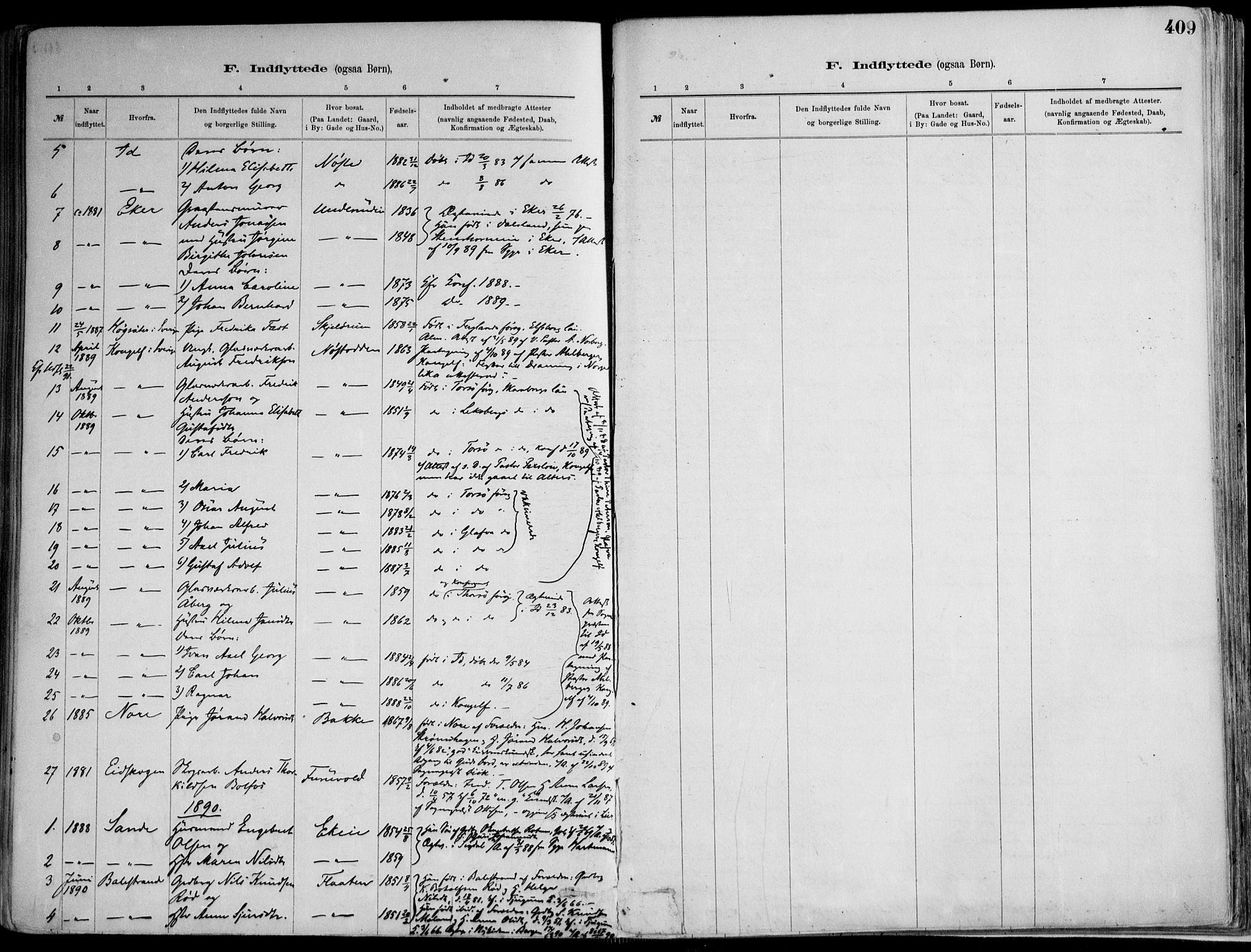 Skoger kirkebøker, AV/SAKO-A-59/F/Fa/L0006: Ministerialbok nr. I 6, 1885-1910, s. 409