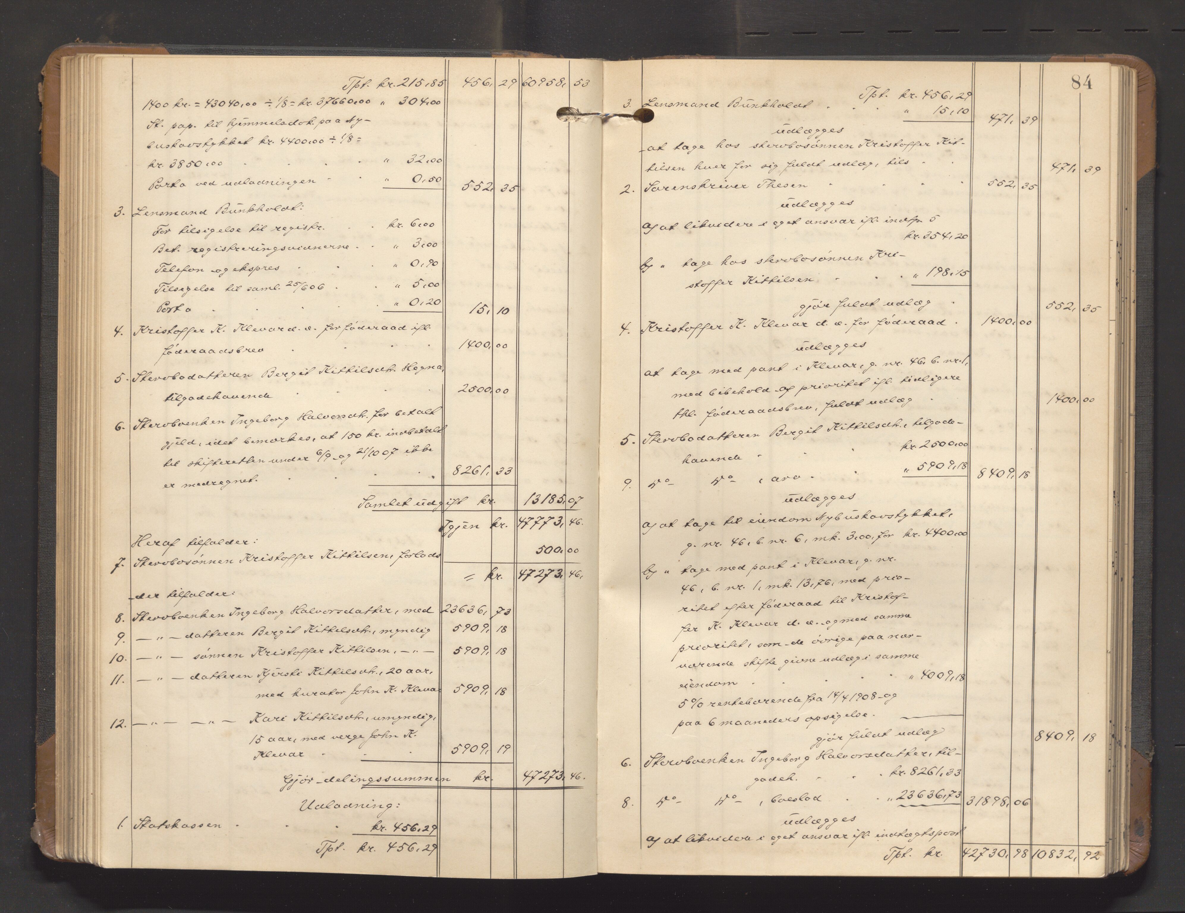 Nedre Telemark sorenskriveri, AV/SAKO-A-135/H/Hb/Hbe/L0006: Skifteutlodningsprotokoll, 1905-1910, s. 83b-84a
