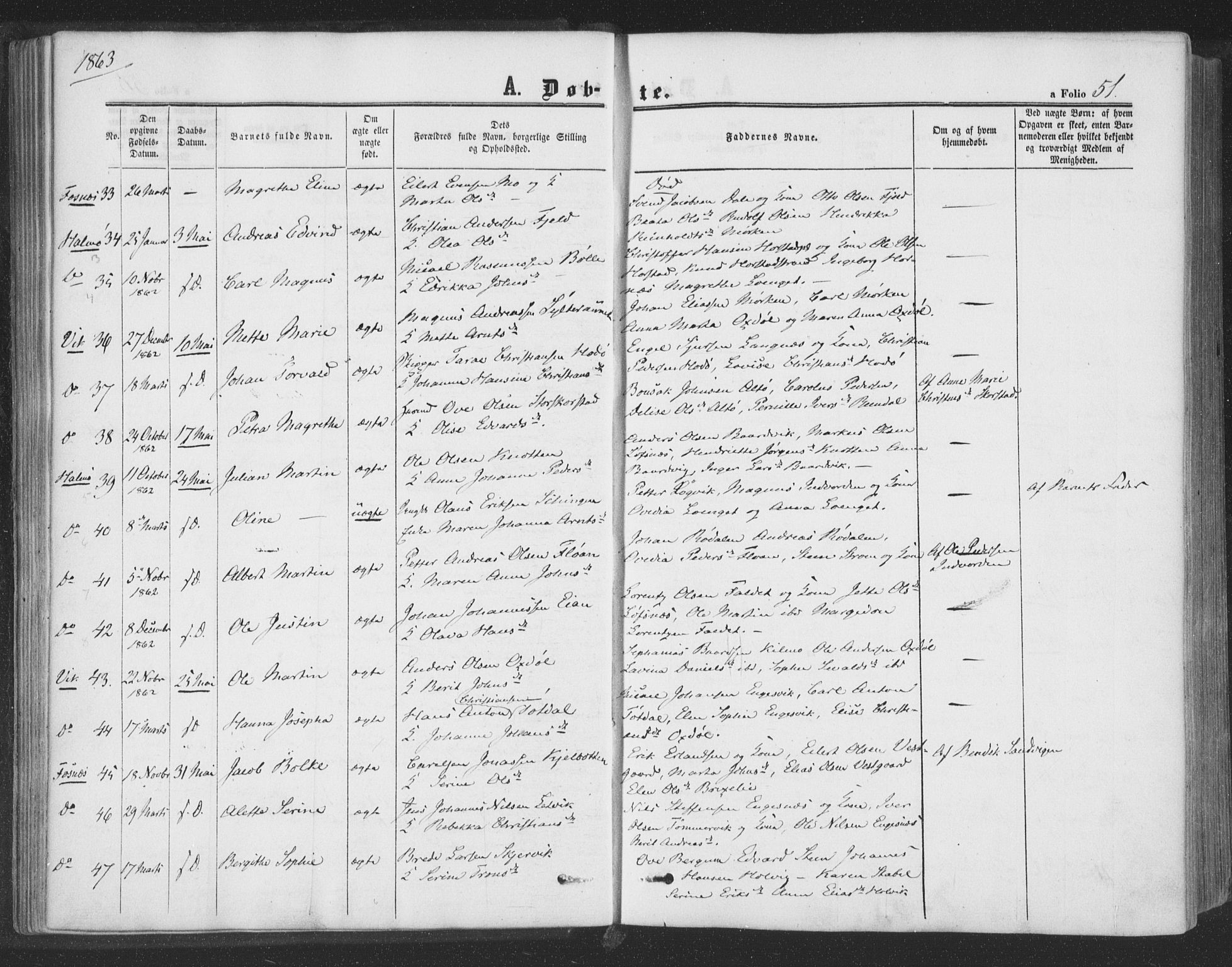 Ministerialprotokoller, klokkerbøker og fødselsregistre - Nord-Trøndelag, SAT/A-1458/773/L0615: Ministerialbok nr. 773A06, 1857-1870, s. 51