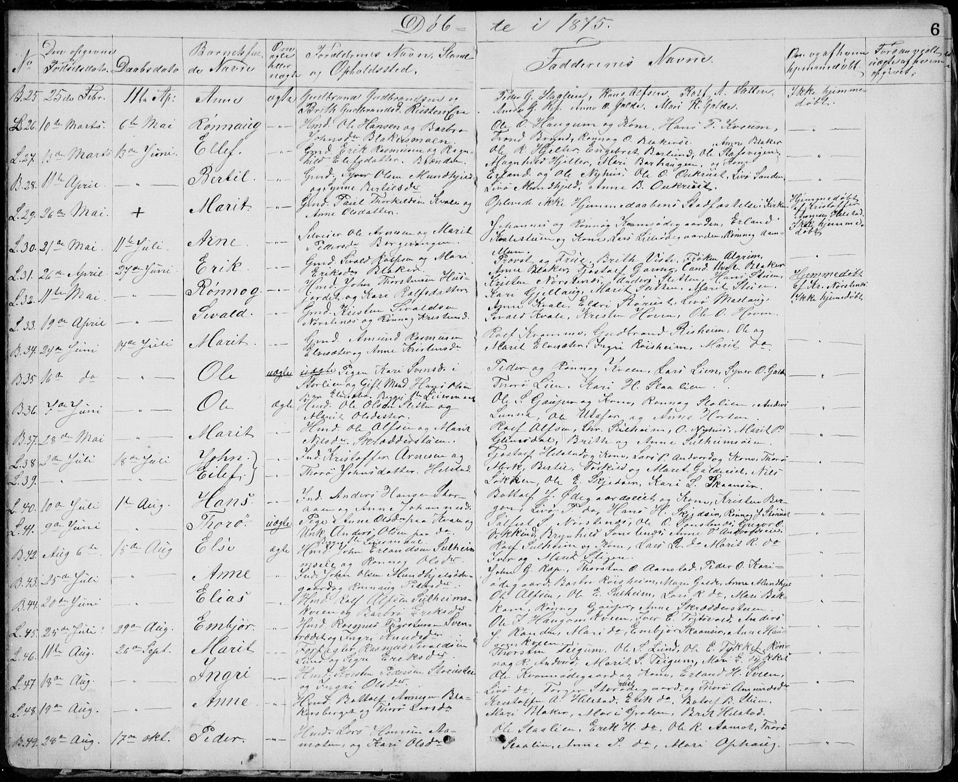 Lom prestekontor, AV/SAH-PREST-070/L/L0013: Klokkerbok nr. 13, 1874-1938, s. 6