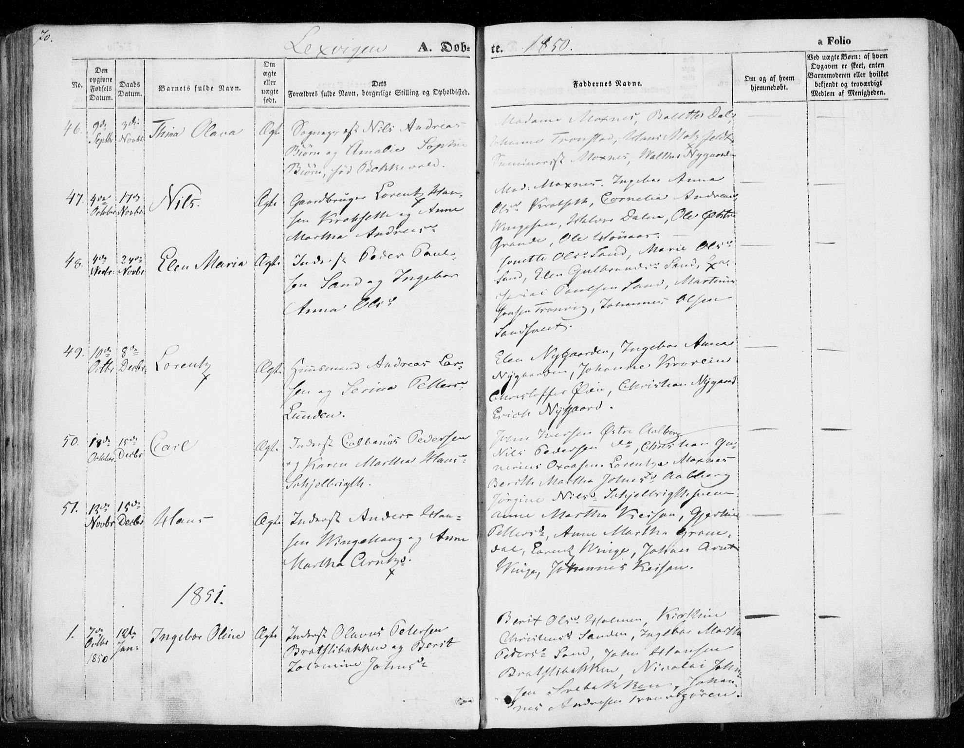 Ministerialprotokoller, klokkerbøker og fødselsregistre - Nord-Trøndelag, AV/SAT-A-1458/701/L0007: Ministerialbok nr. 701A07 /1, 1842-1854, s. 70