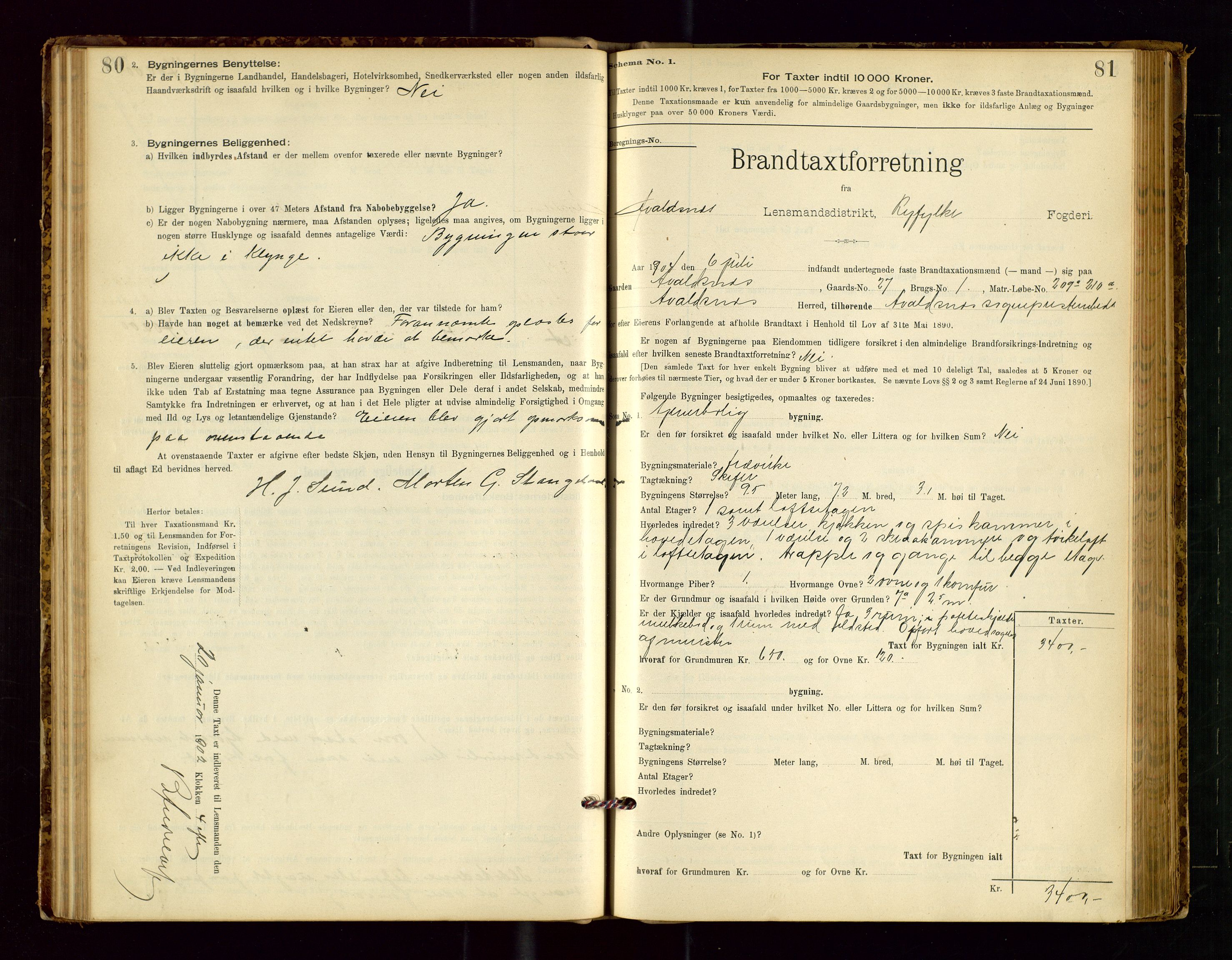 Avaldsnes lensmannskontor, SAST/A-100286/Gob/L0001: "Brandtaxationsprotokol for Avaldsnes Lensmandsdistrikt Ryfylke Fogderi", 1894-1925, s. 80-81