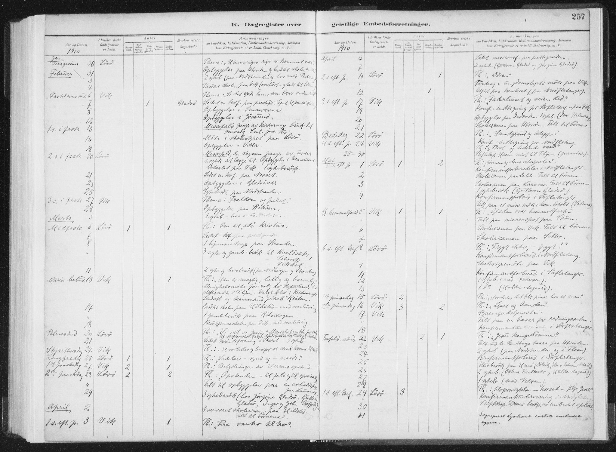 Ministerialprotokoller, klokkerbøker og fødselsregistre - Nord-Trøndelag, AV/SAT-A-1458/771/L0597: Ministerialbok nr. 771A04, 1885-1910, s. 257