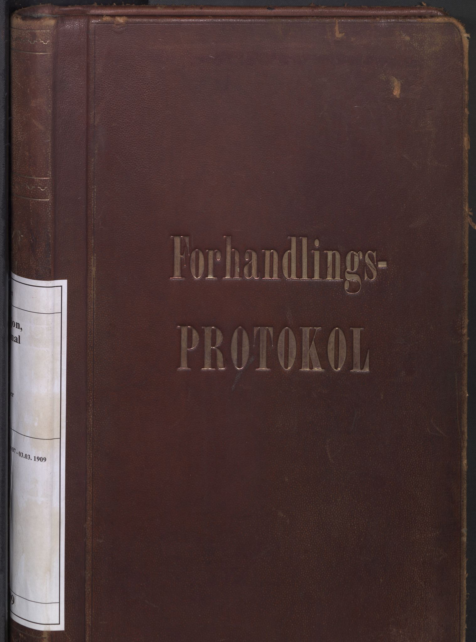 Norges statsbaner, Administrasjons- økonomi- og personalavdelingen, AV/RA-S-3412/A/Aa/L0009: Forhandlingsprotokoll, 1907-1909