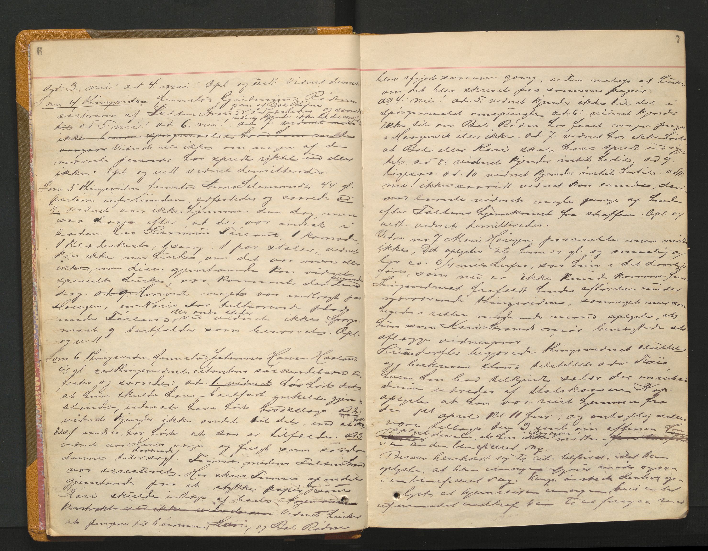 Ryfylke tingrett, AV/SAST-A-100055/001/I/IB/IB0/L0015: Tingbok, Ryfylke, 1889-1891, s. 6-7