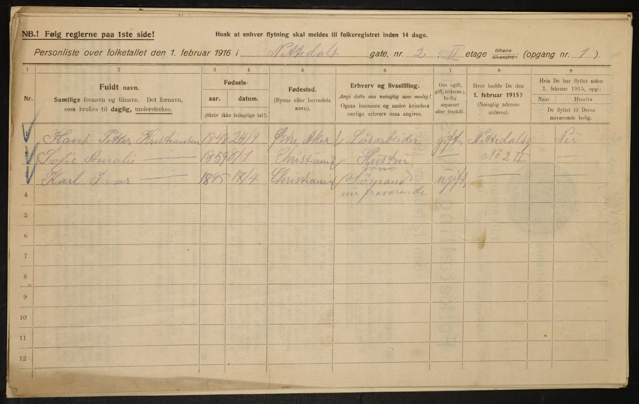 OBA, Kommunal folketelling 1.2.1916 for Kristiania, 1916, s. 72991