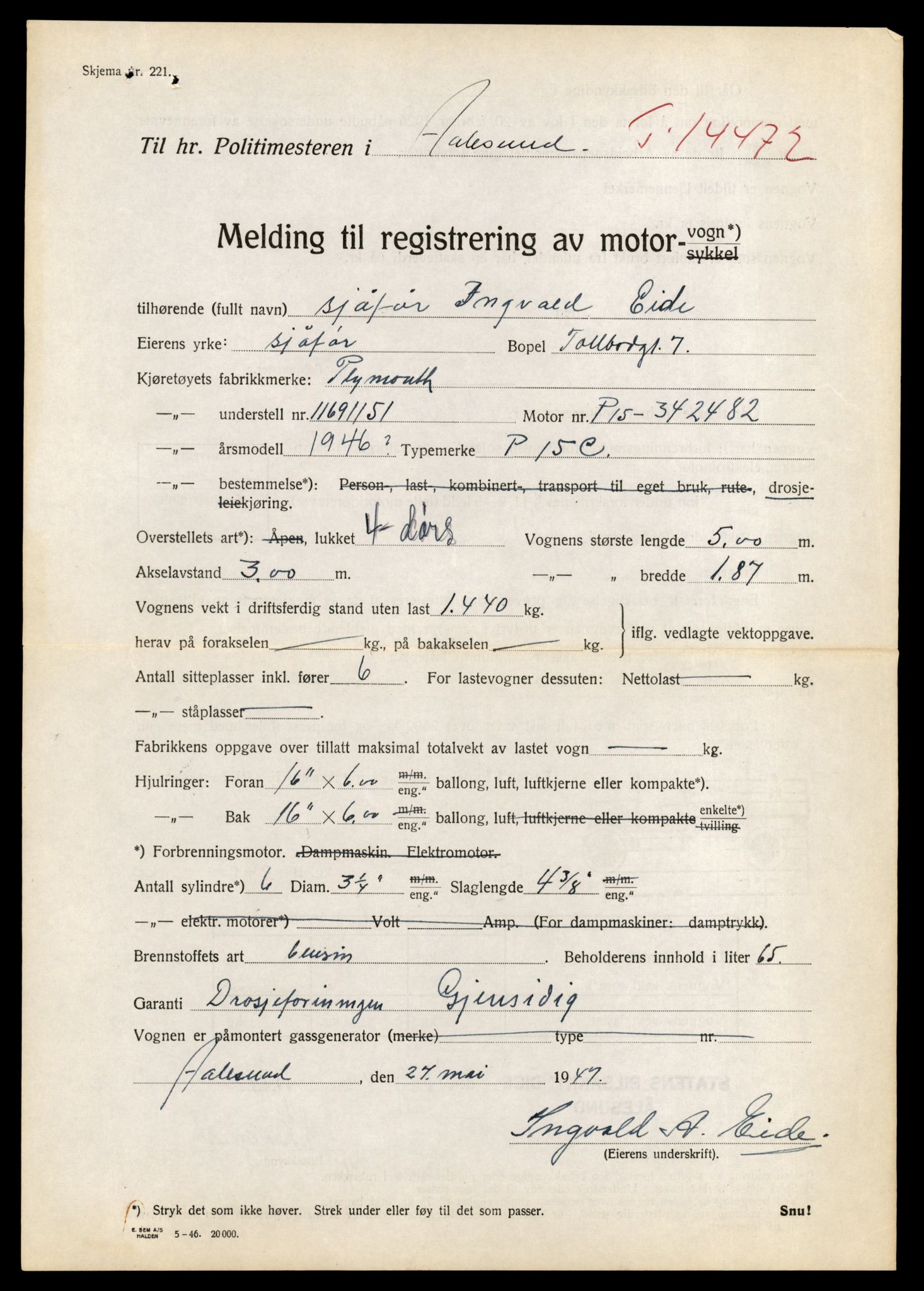 Møre og Romsdal vegkontor - Ålesund trafikkstasjon, AV/SAT-A-4099/F/Fe/L0046: Registreringskort for kjøretøy T 14445 - T 14579, 1927-1998