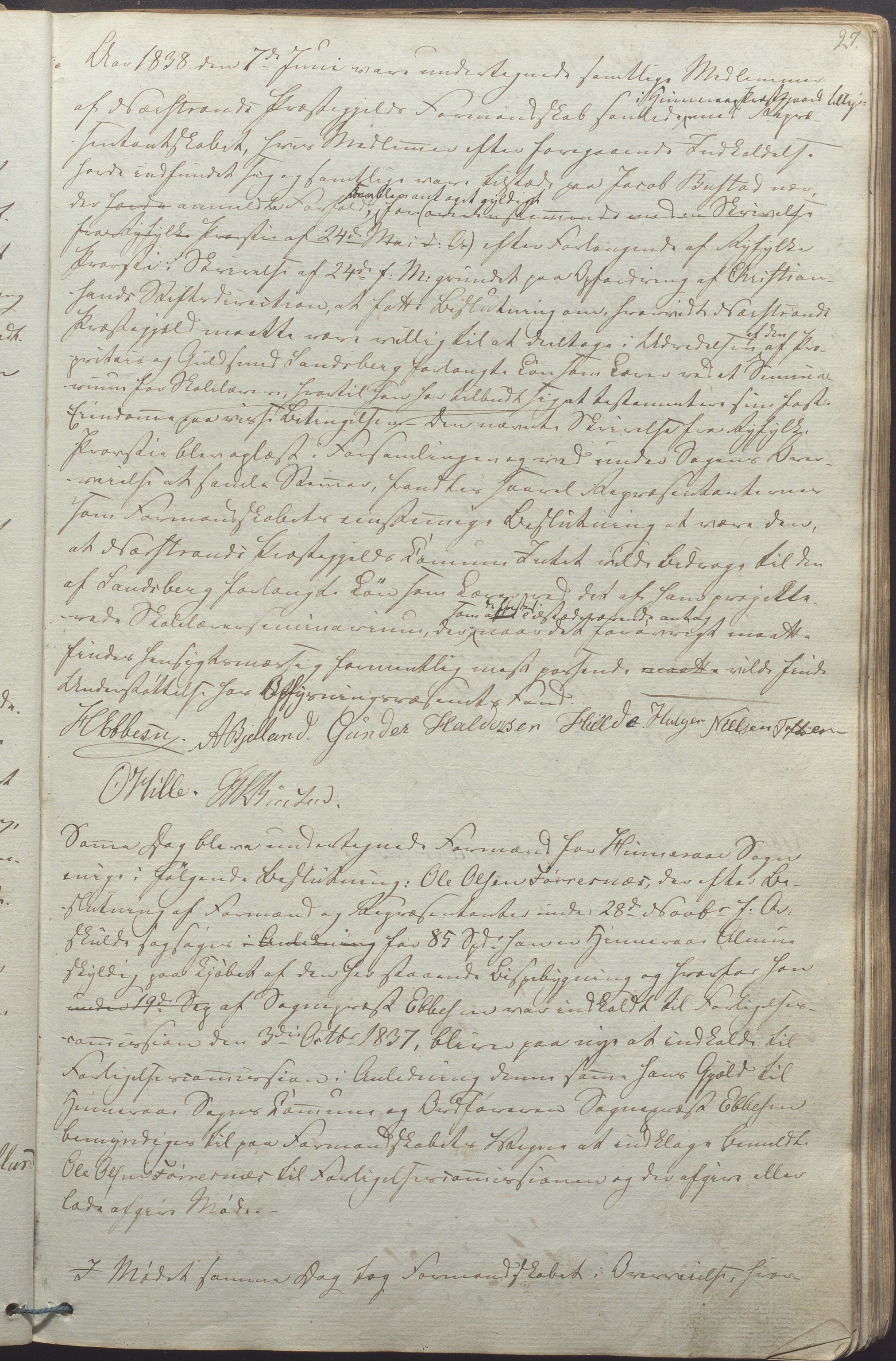 Nedstrand kommune - Formannskapet, IKAR/K-100244/A/Aa/L0001: Møtebok, 1837-1875, s. 27a