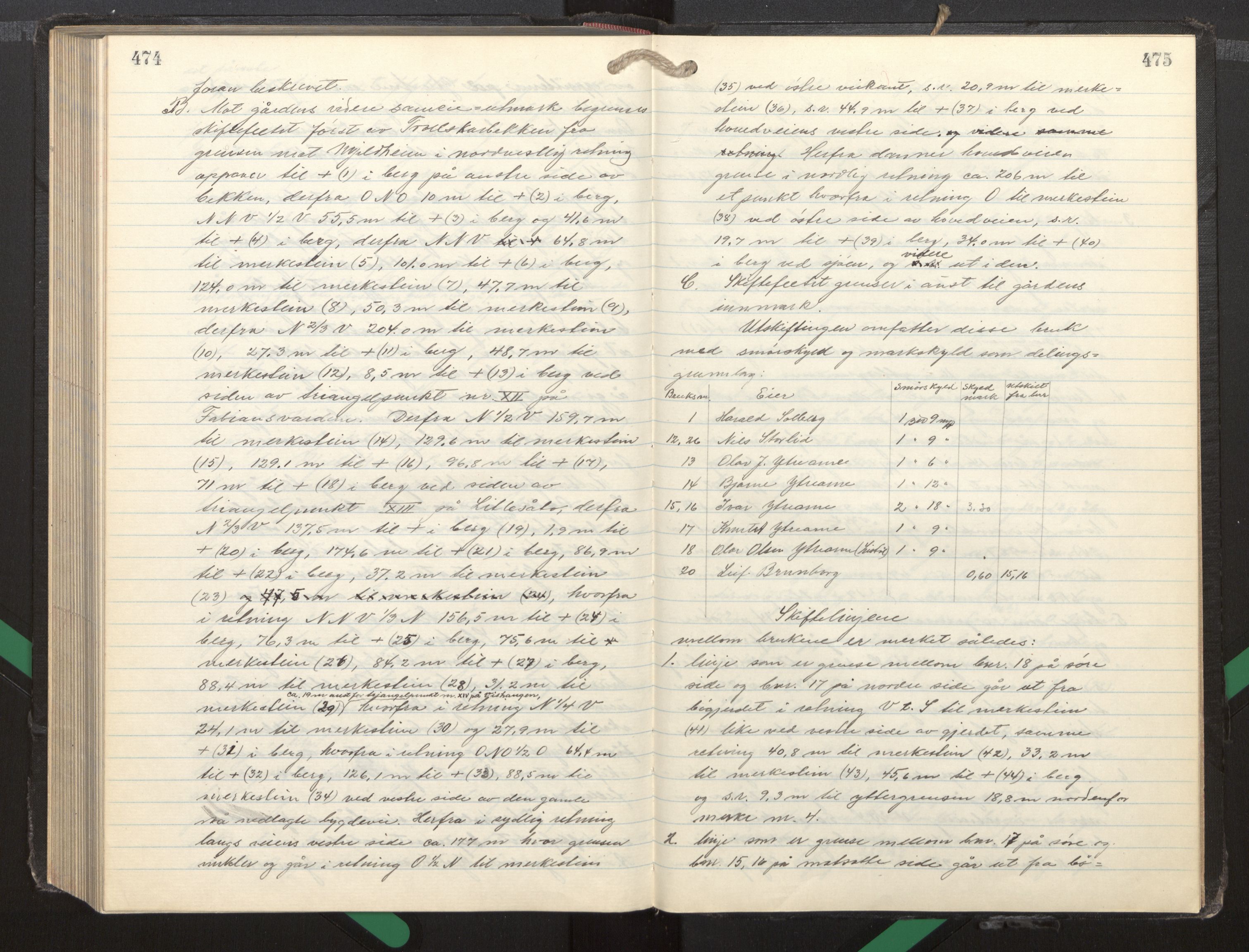 Hordaland jordskiftedøme - I Nordhordland jordskiftedistrikt, AV/SAB-A-6801/A/Aa/L0051: Forhandlingsprotokoll, 1944-1950, s. 474-475