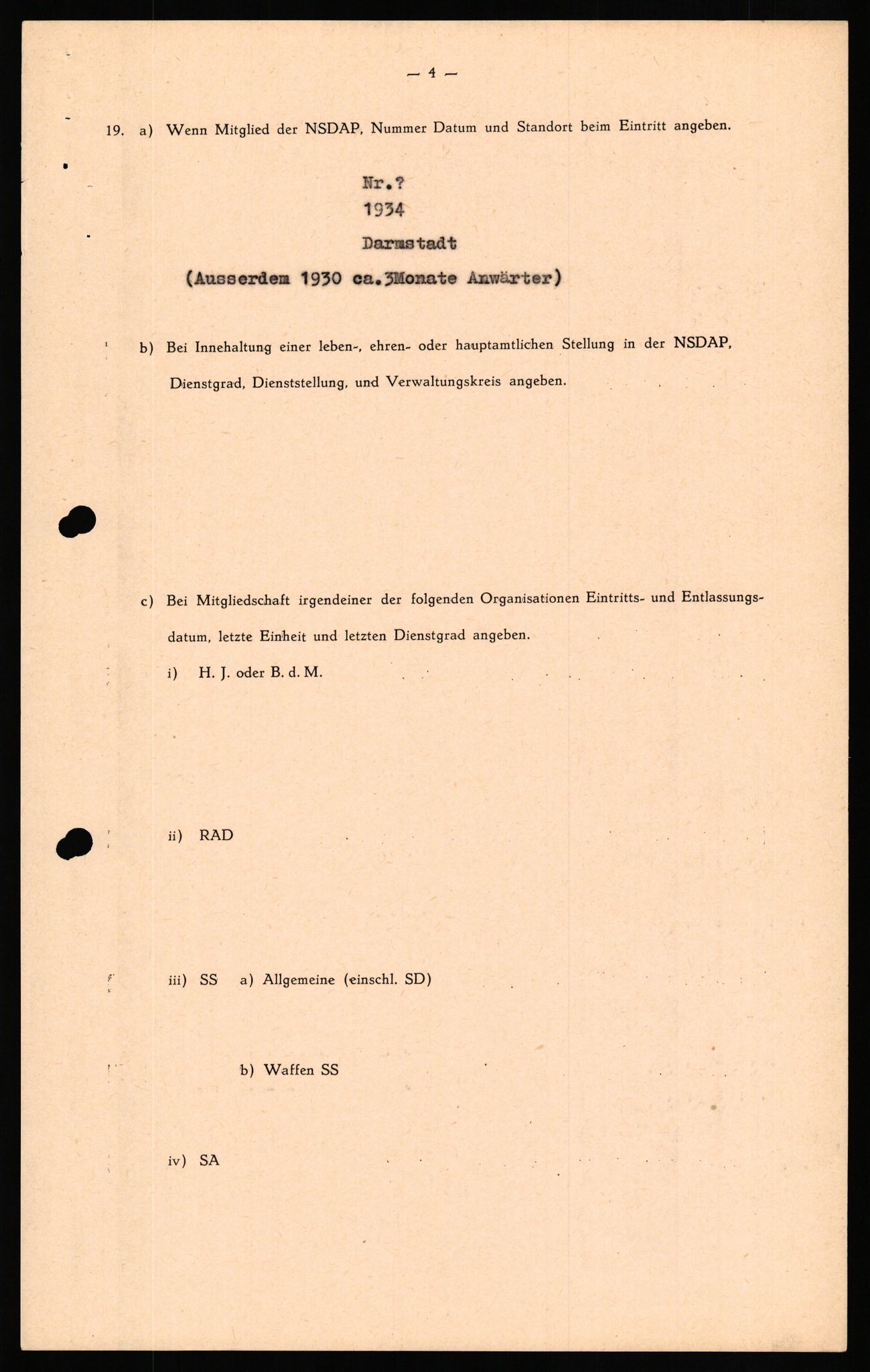 Forsvaret, Forsvarets overkommando II, RA/RAFA-3915/D/Db/L0027: CI Questionaires. Tyske okkupasjonsstyrker i Norge. Tyskere., 1945-1946, s. 426