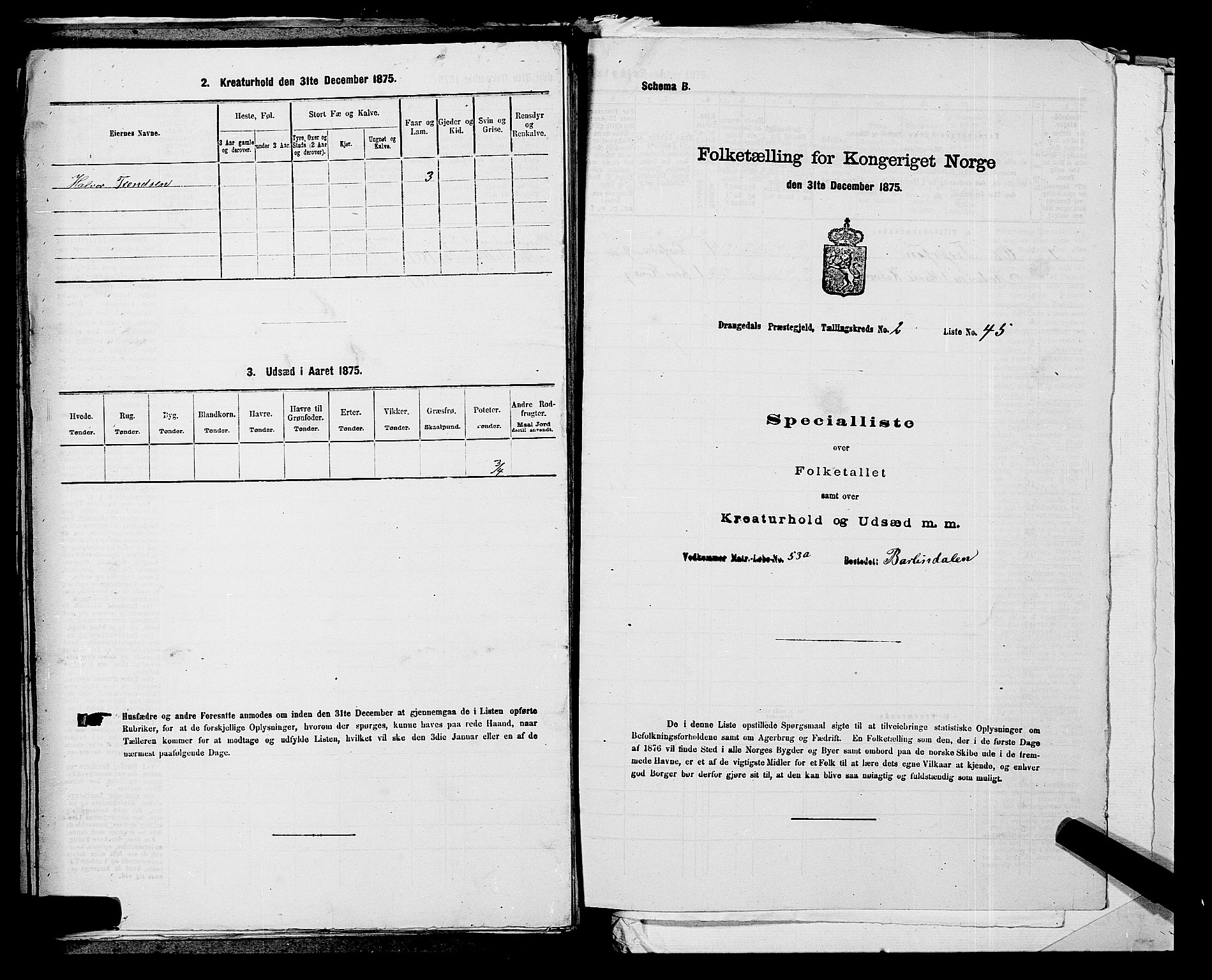 SAKO, Folketelling 1875 for 0817P Drangedal prestegjeld, 1875, s. 325