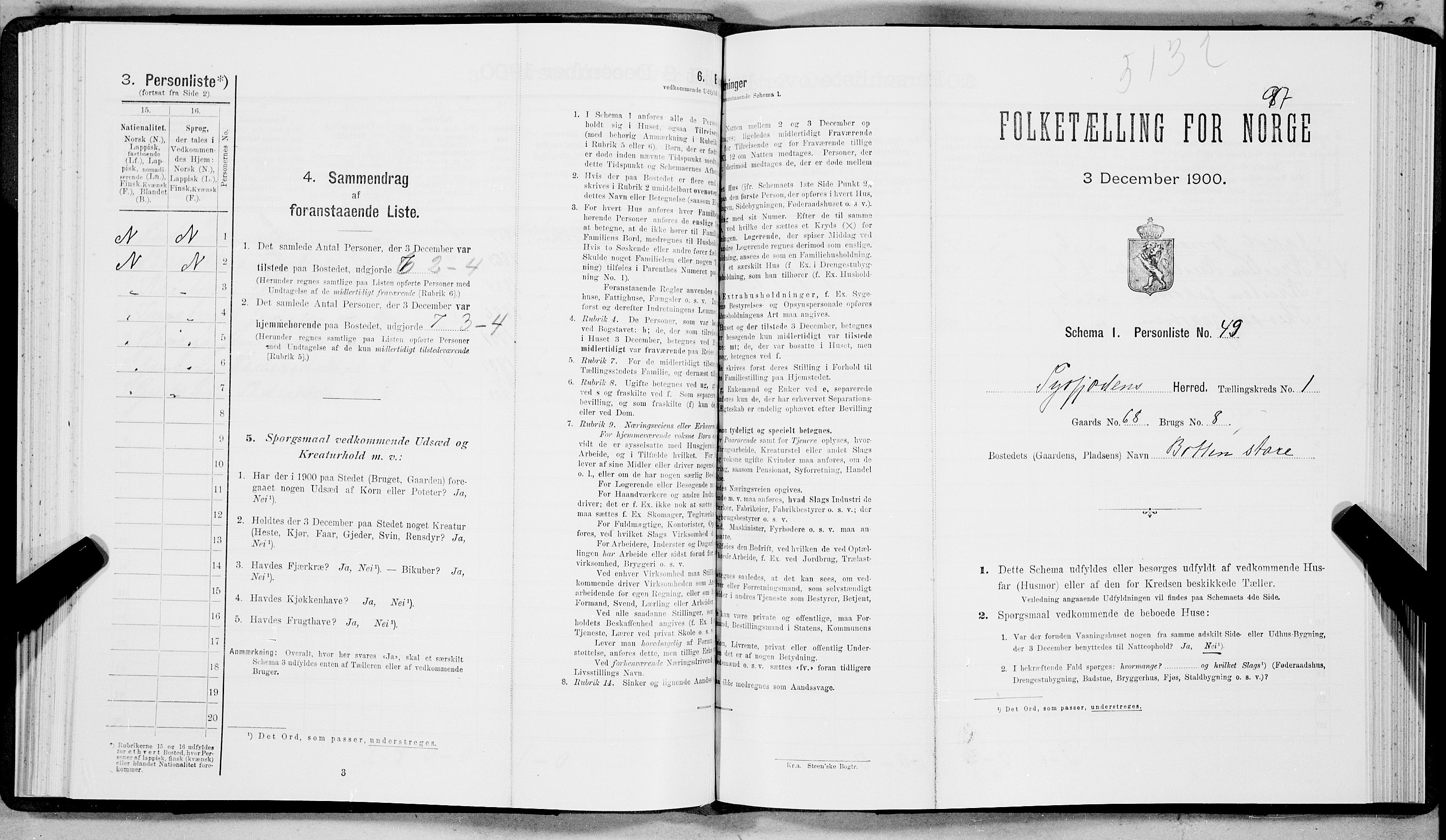 SAT, Folketelling 1900 for 1850 Tysfjord herred, 1900, s. 110