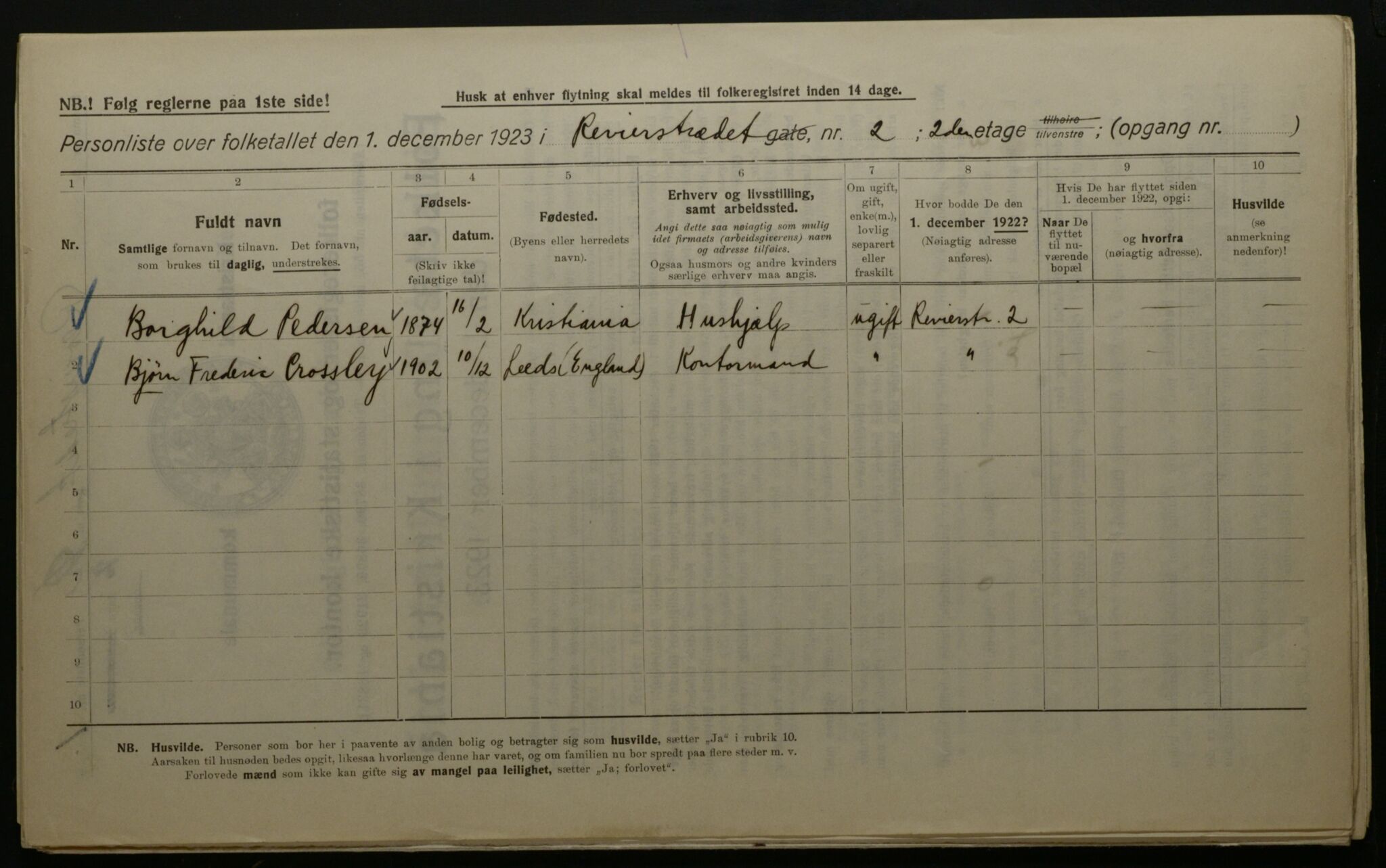 OBA, Kommunal folketelling 1.12.1923 for Kristiania, 1923, s. 91539