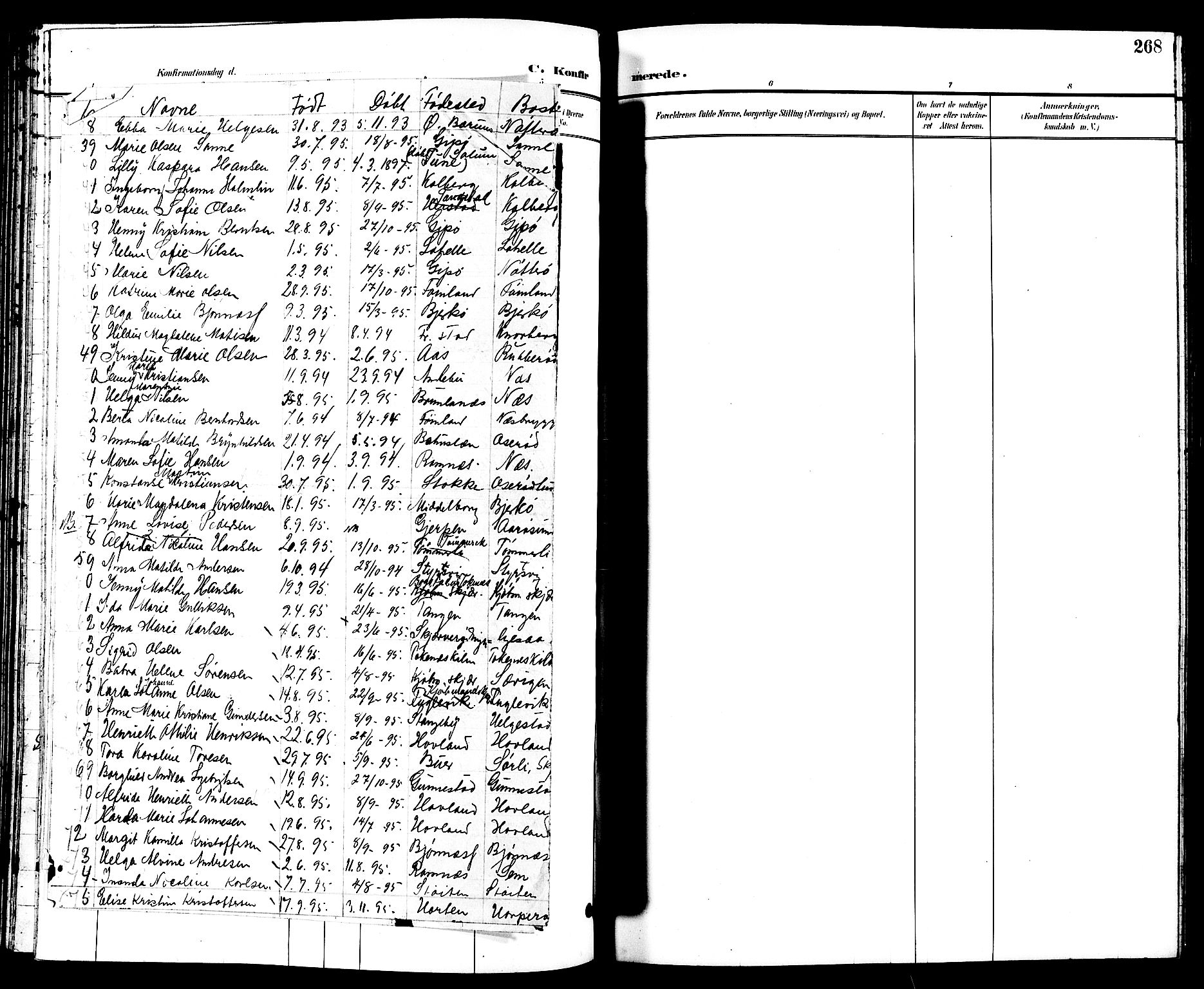 Nøtterøy kirkebøker, AV/SAKO-A-354/G/Ga/L0004: Klokkerbok nr. I 4, 1894-1909, s. 268