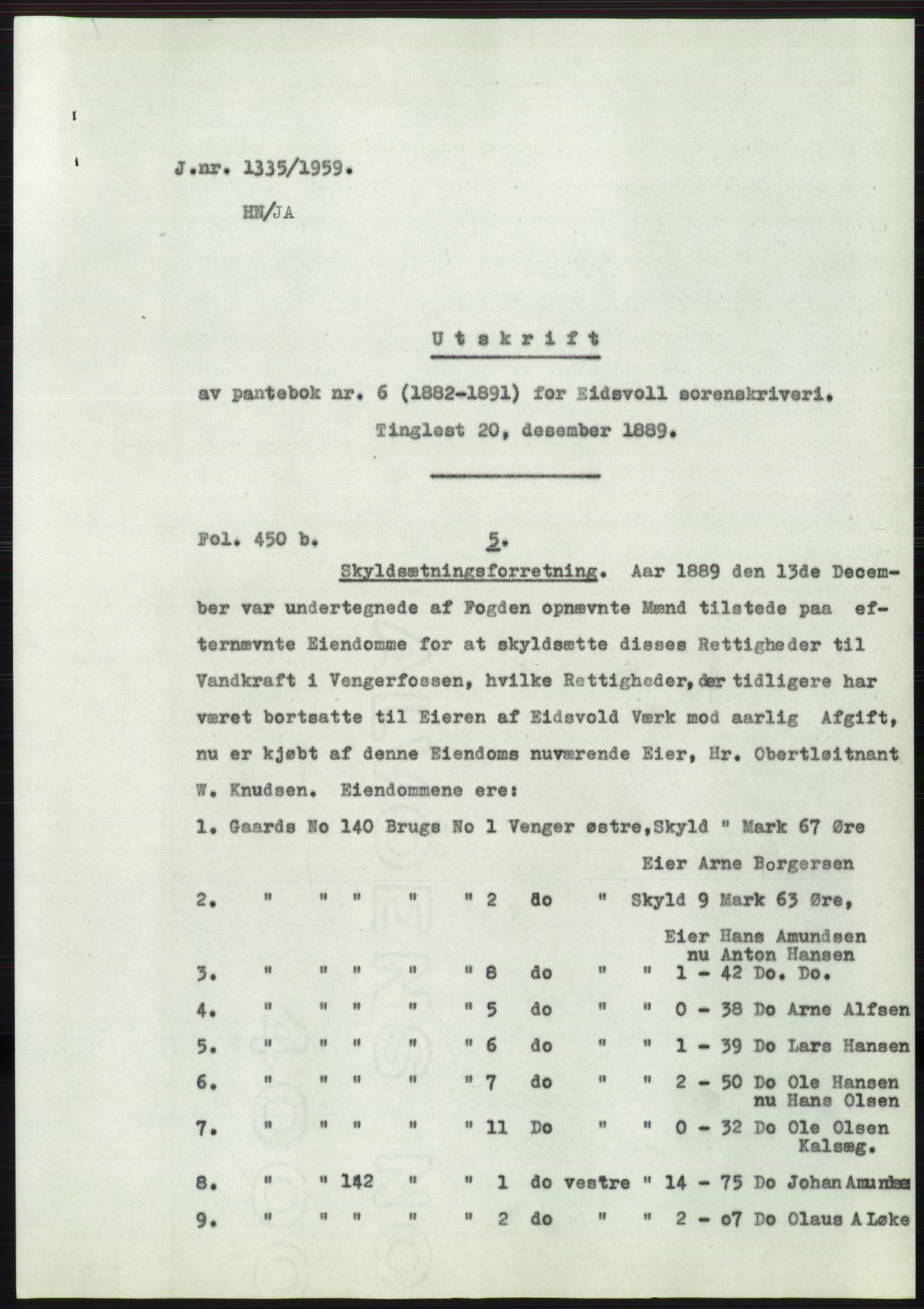 Statsarkivet i Oslo, SAO/A-10621/Z/Zd/L0010: Avskrifter, j.nr 753-1498/1959, 1959, s. 252
