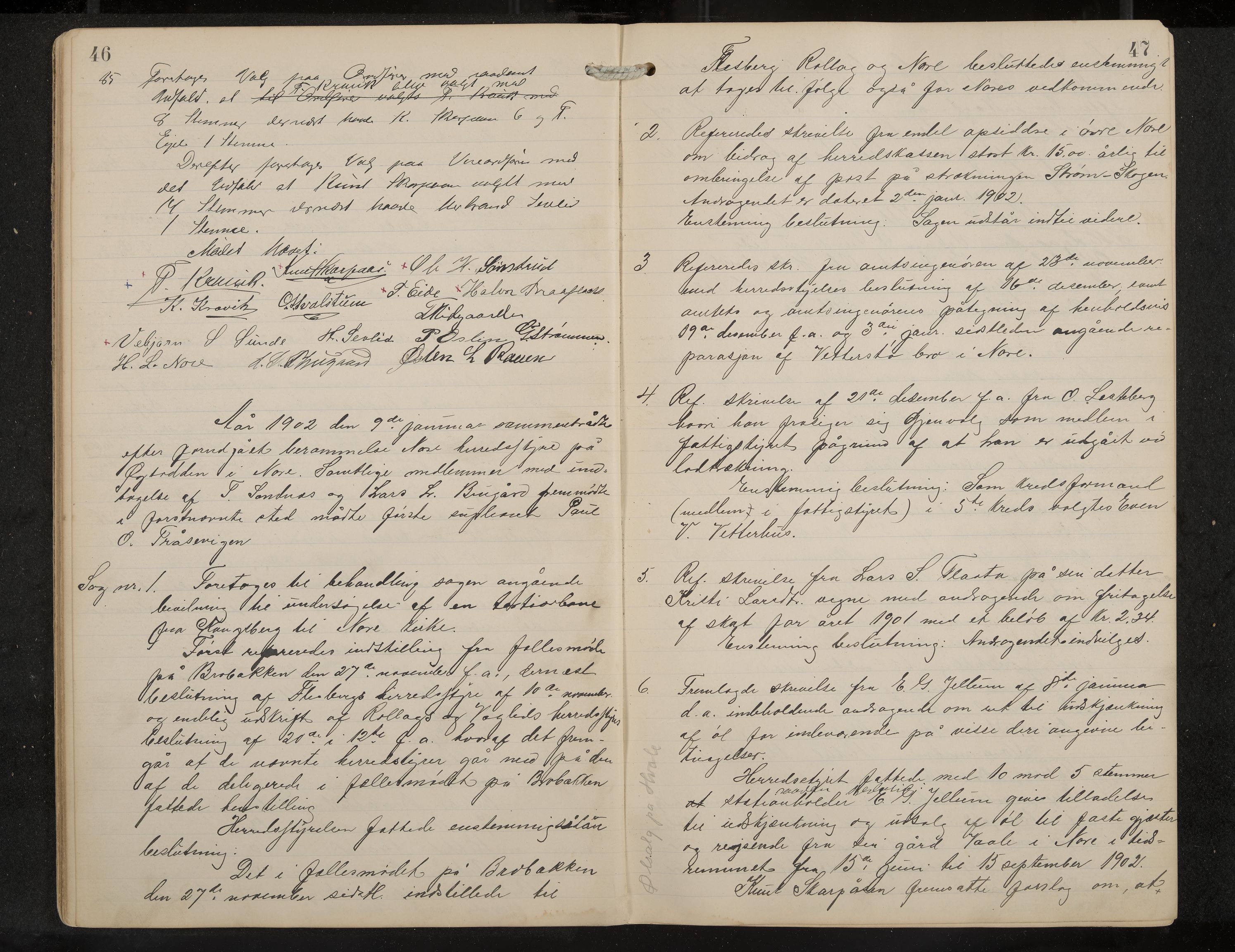 Nore formannskap og sentraladministrasjon, IKAK/0633021-2/A/Aa/L0001: Møtebok, 1901-1911, s. 46-47