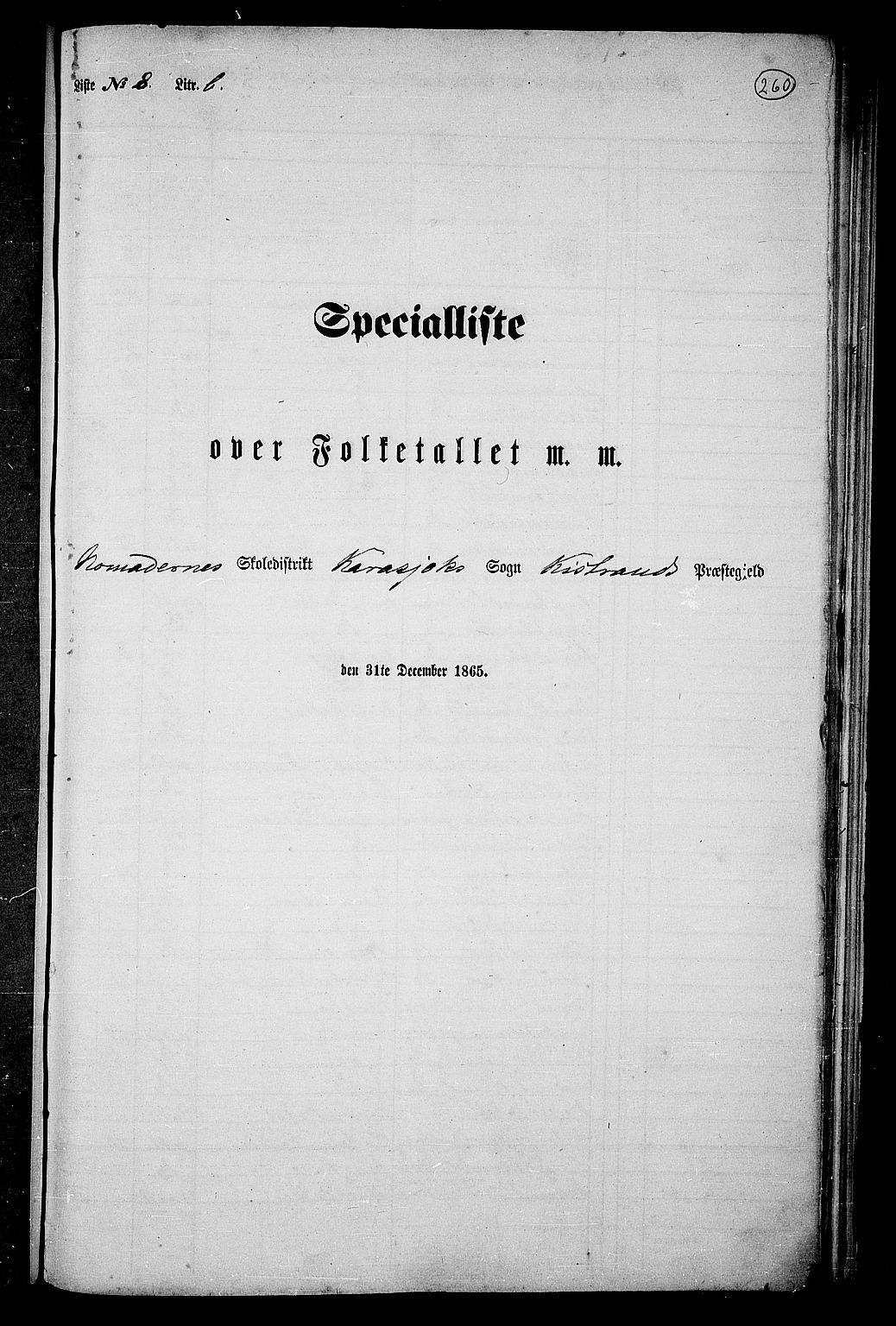 RA, Folketelling 1865 for 2020P Kistrand prestegjeld, 1865, s. 91