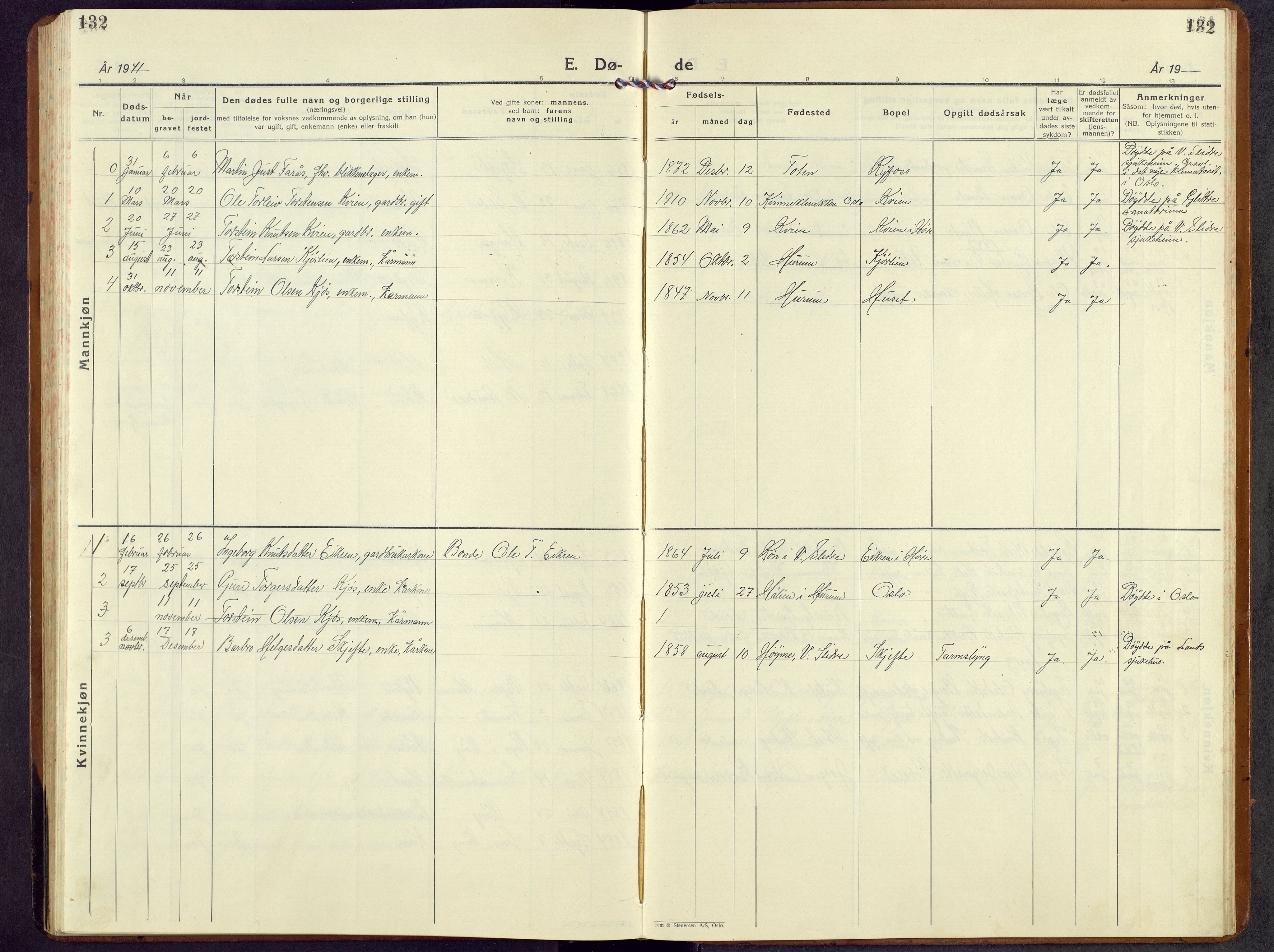 Vang prestekontor, Valdres, AV/SAH-PREST-140/H/Hb/L0008: Klokkerbok nr. 8, 1925-1967, s. 132