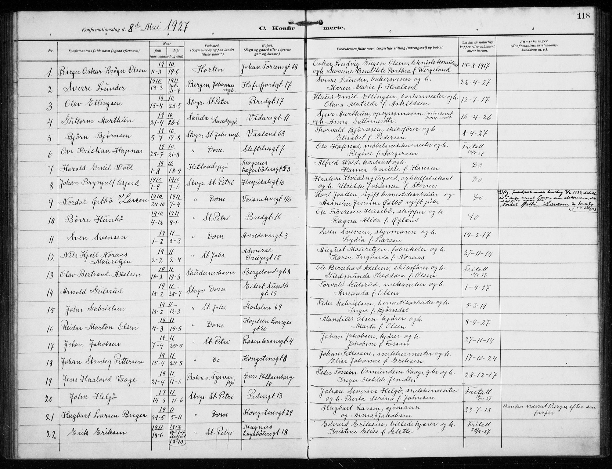 St. Petri sokneprestkontor, SAST/A-101813/002/A/L0004: Ministerialbok nr. A 25, 1917-1935, s. 118