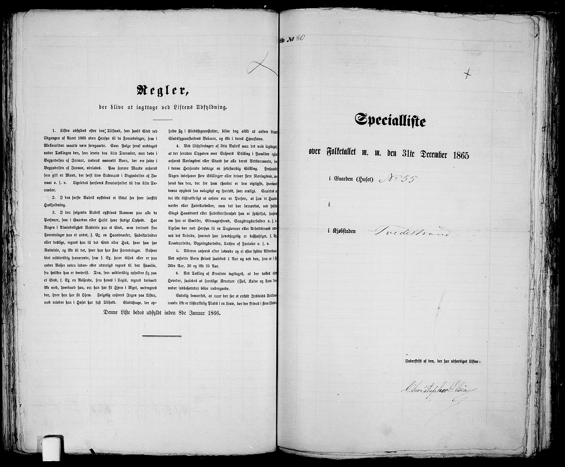 RA, Folketelling 1865 for 0902B Holt prestegjeld, Tvedestrand ladested, 1865, s. 165