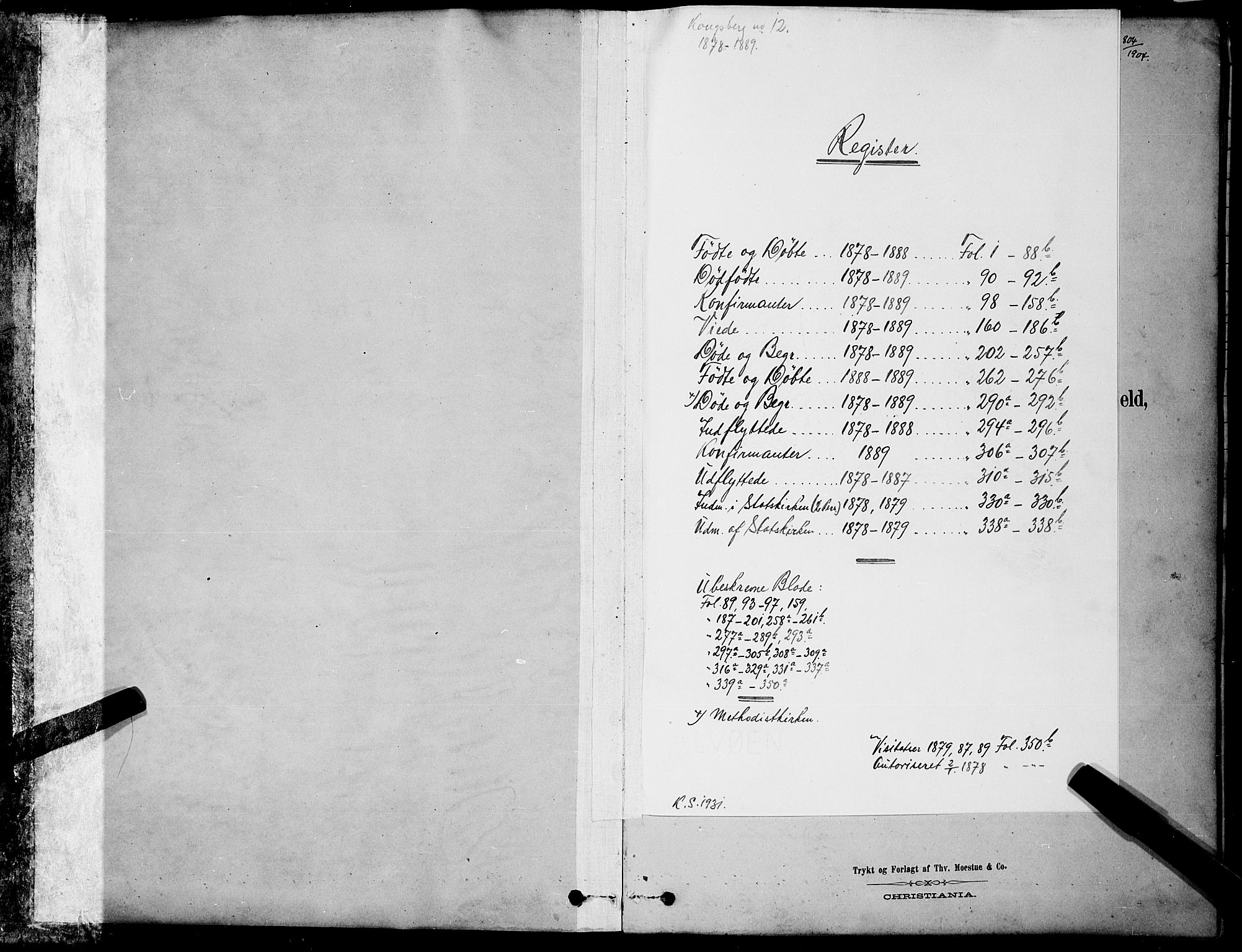Kongsberg kirkebøker, SAKO/A-22/G/Ga/L0005: Klokkerbok nr. 5, 1878-1889